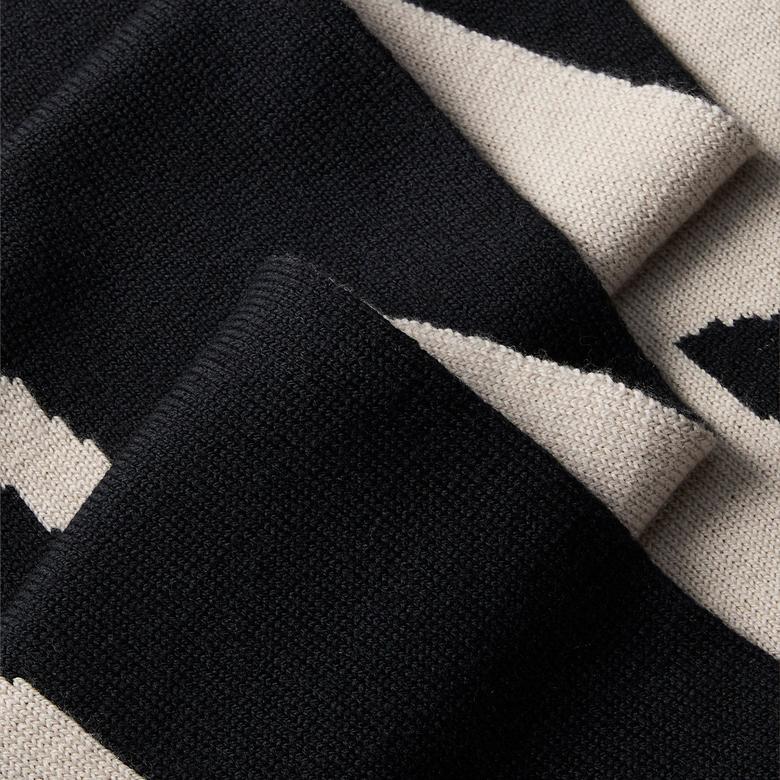 Calvin Klein Bold Logo 2 Tone Wool Erkek Siyah Atkı