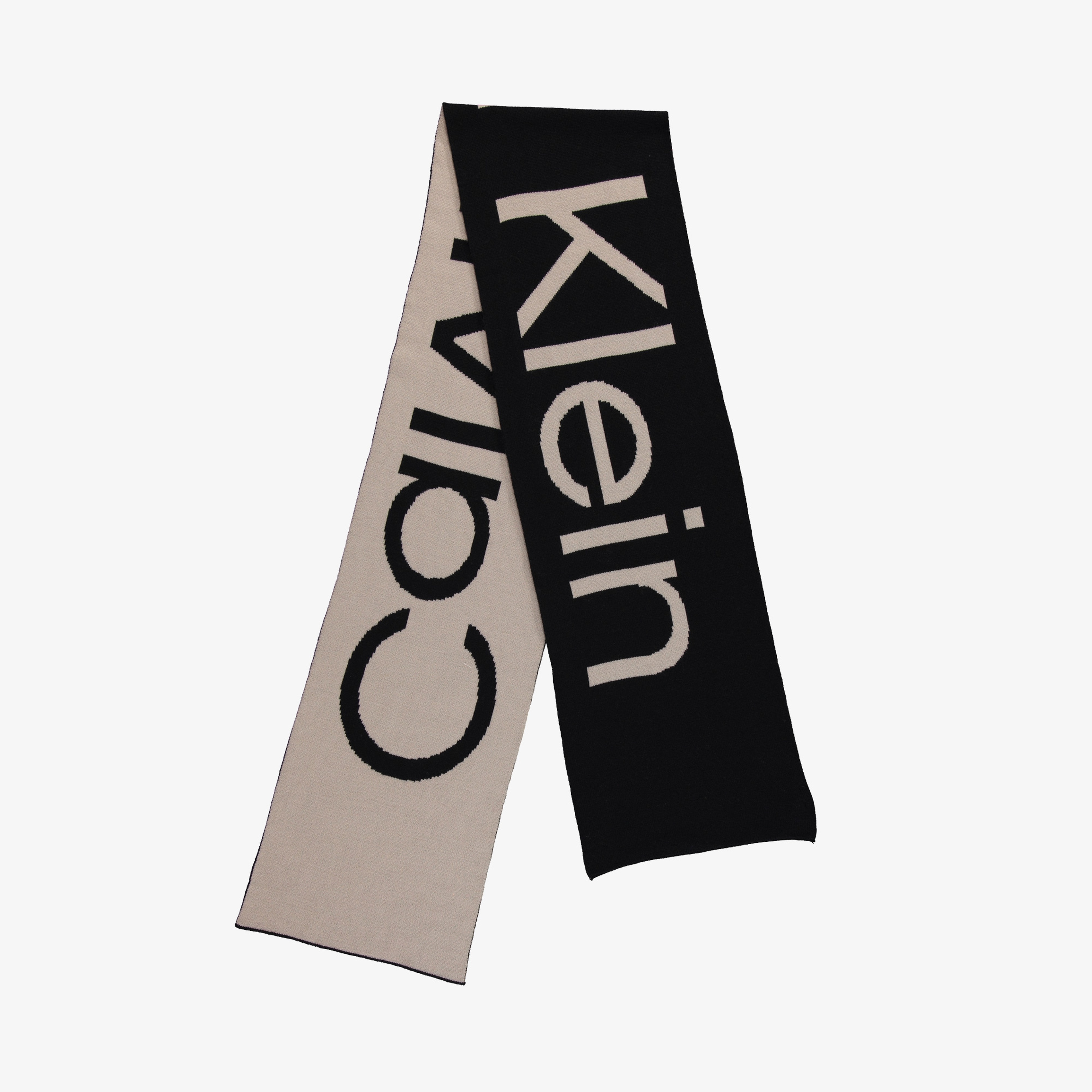 Calvin Klein Bold Logo 2 Tone Wool Erkek Siyah Atkı