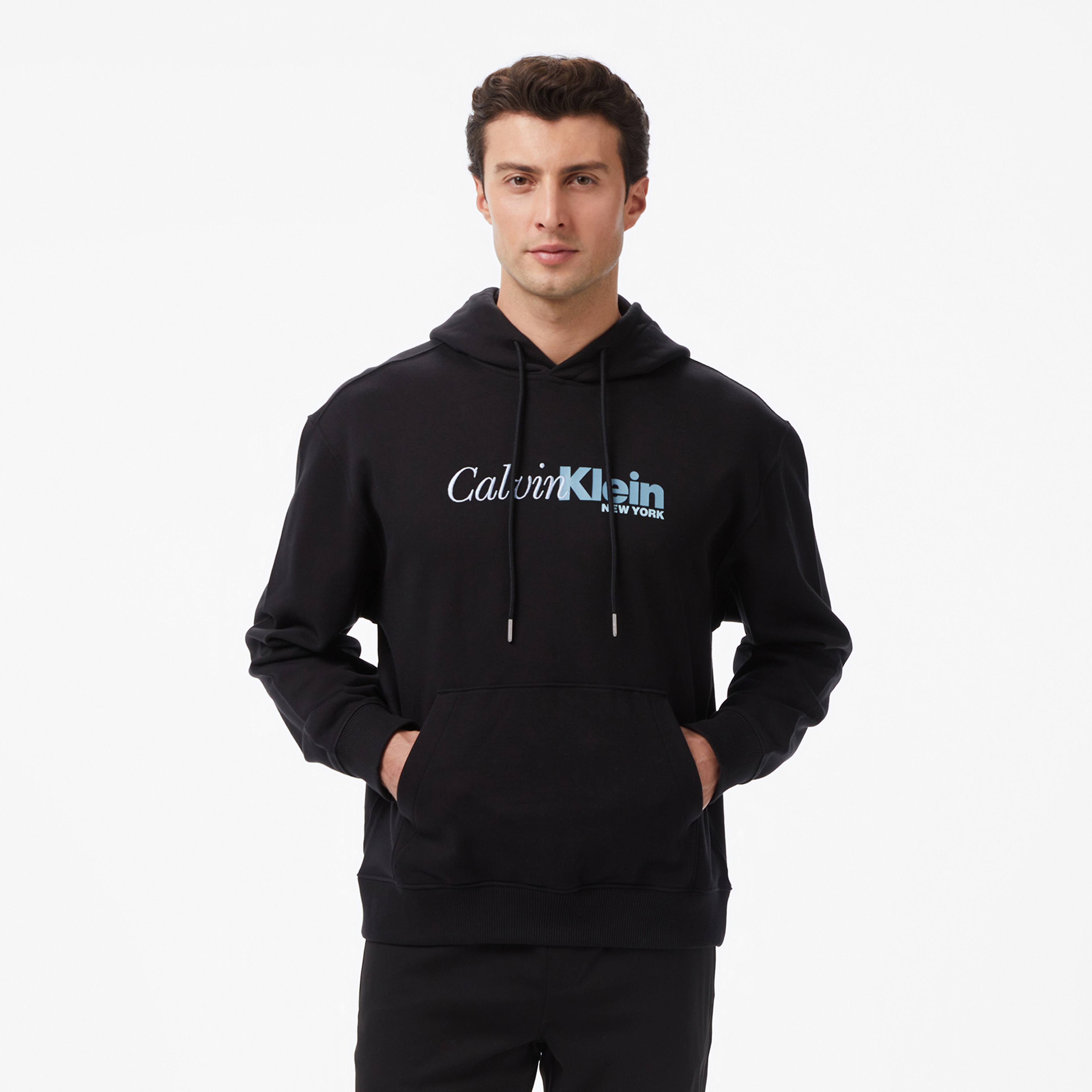 Calvin Klein Terry Cursive Graphic Erkek Siyah Sweatshirt