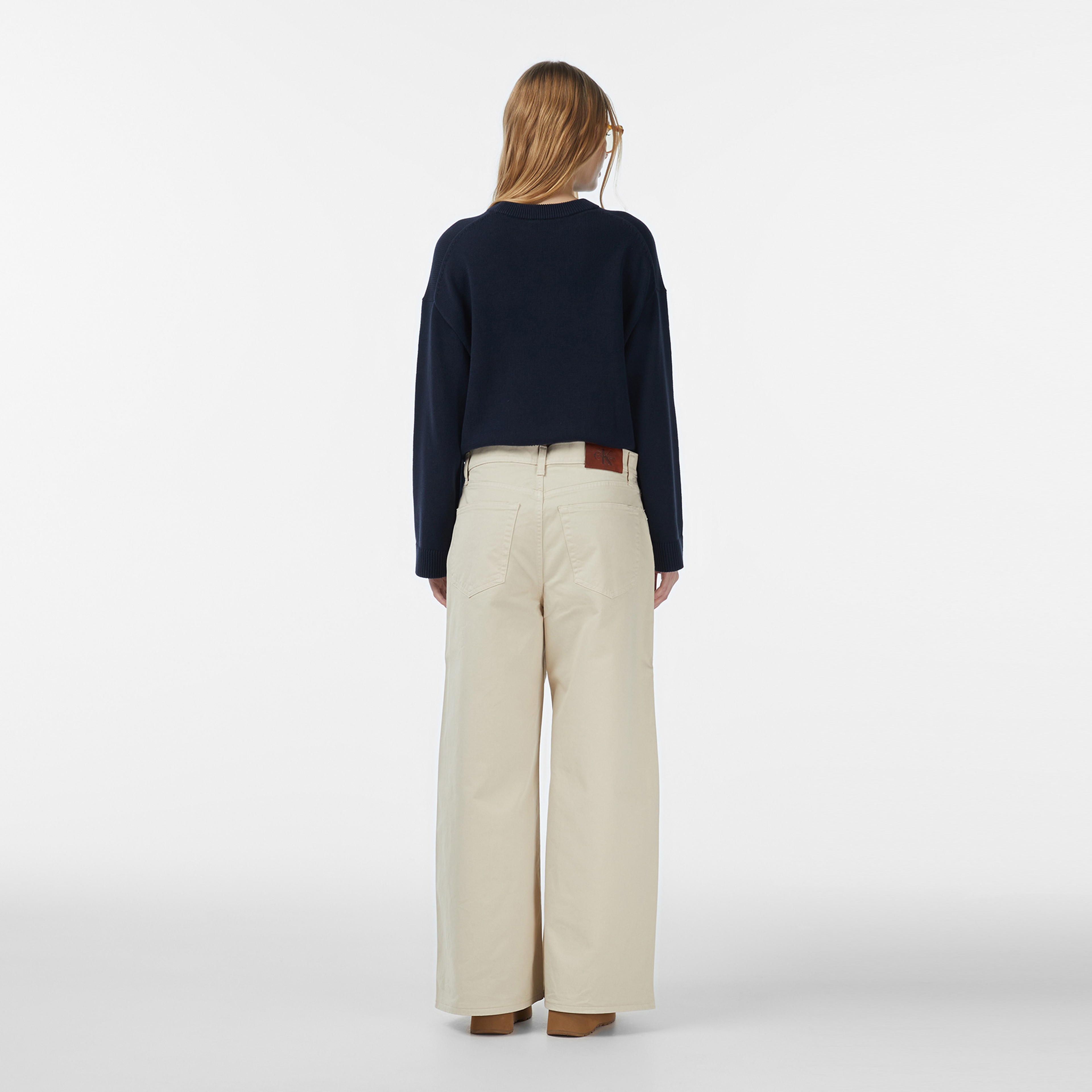 Calvin Klein Super Wide Kadın Beyaz Pantolon