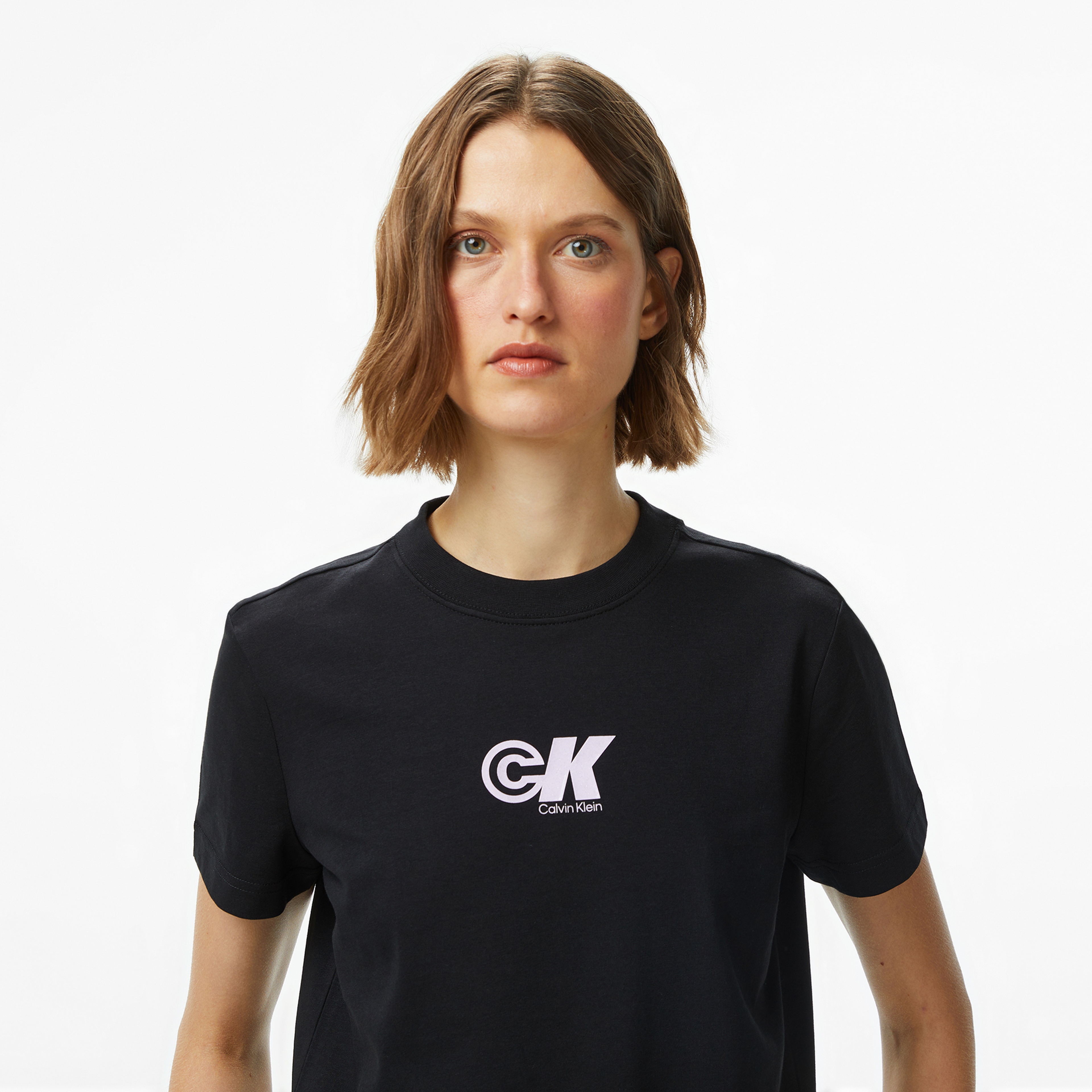 Calvin Klein Archive Logo Jersey Classic Kadın Siyah T-Shirt