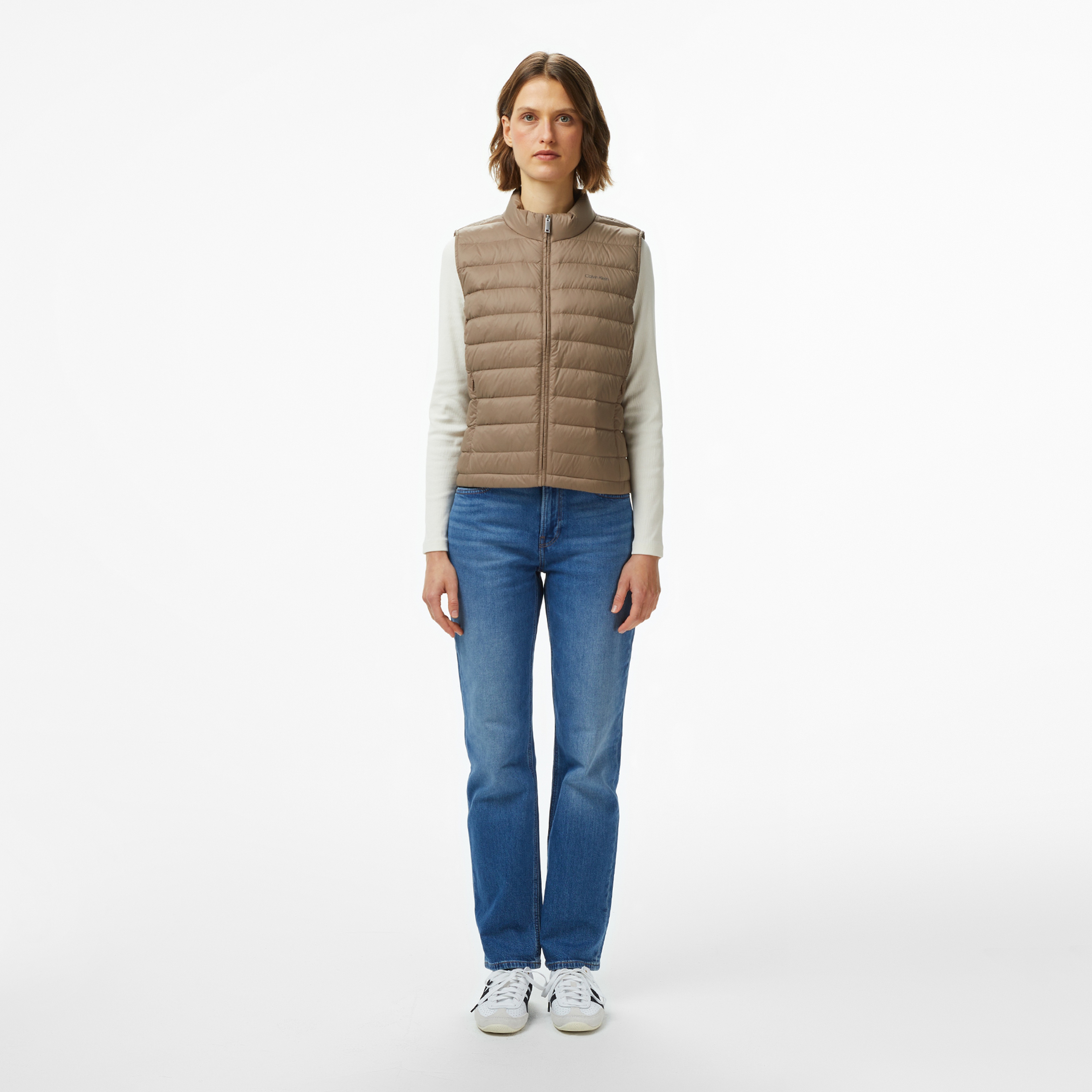 Calvin Klein High Rise Straight Indigo Channe Kadın Mavi Jean