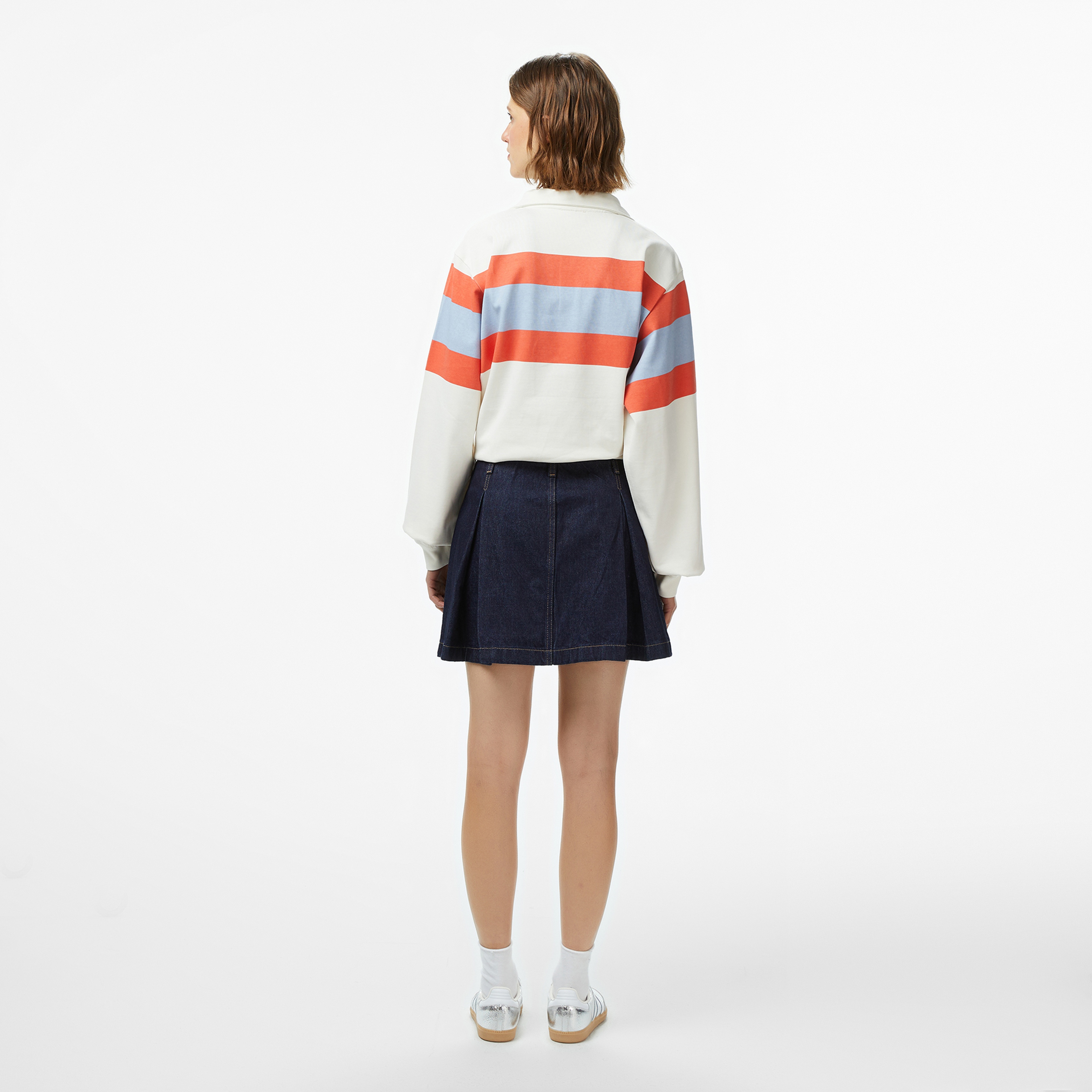 Calvin Klein Pleated Denim Classic Kadın Mavi Etek