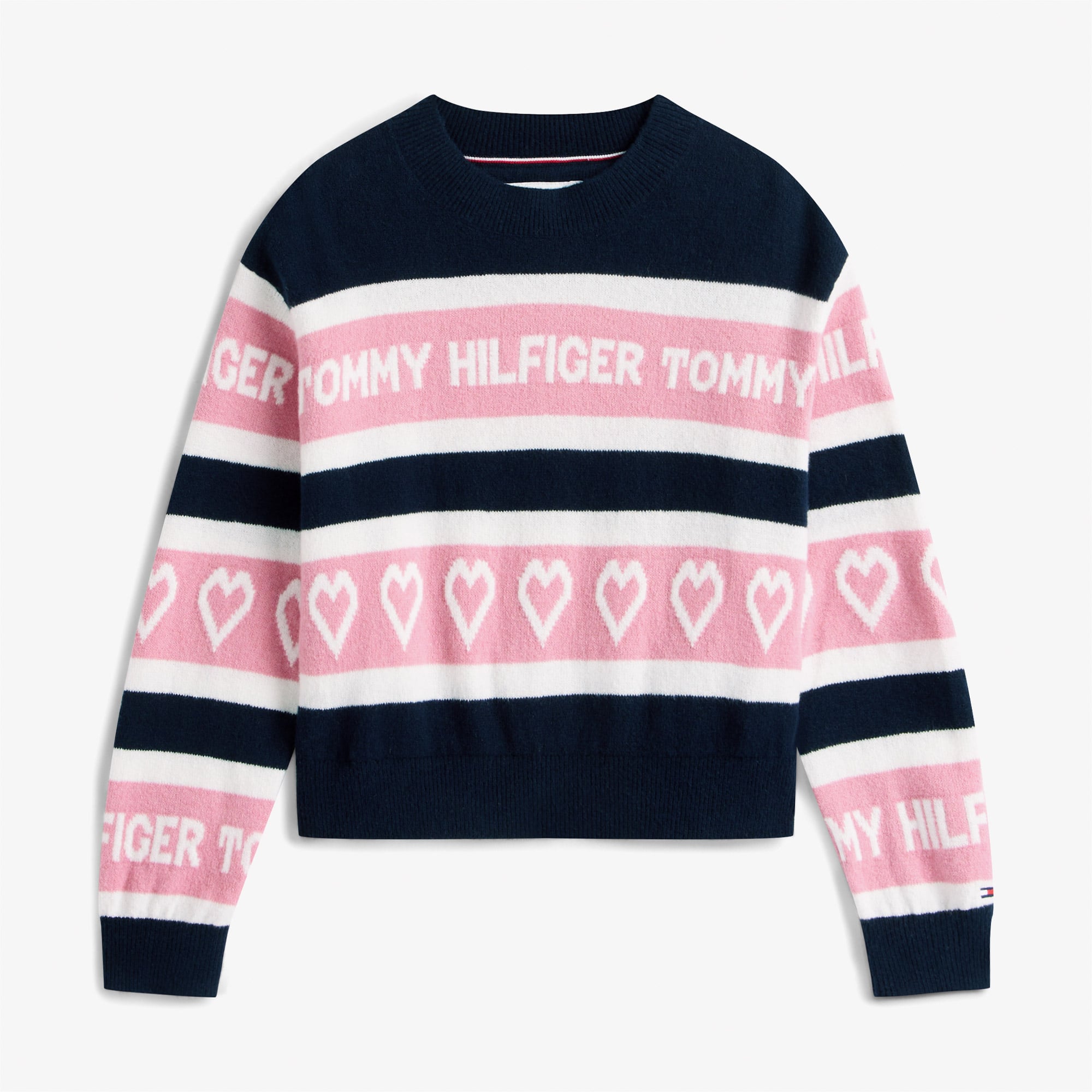 Tommy Hilfiger Intarsia Çocuk Mavi Kazak