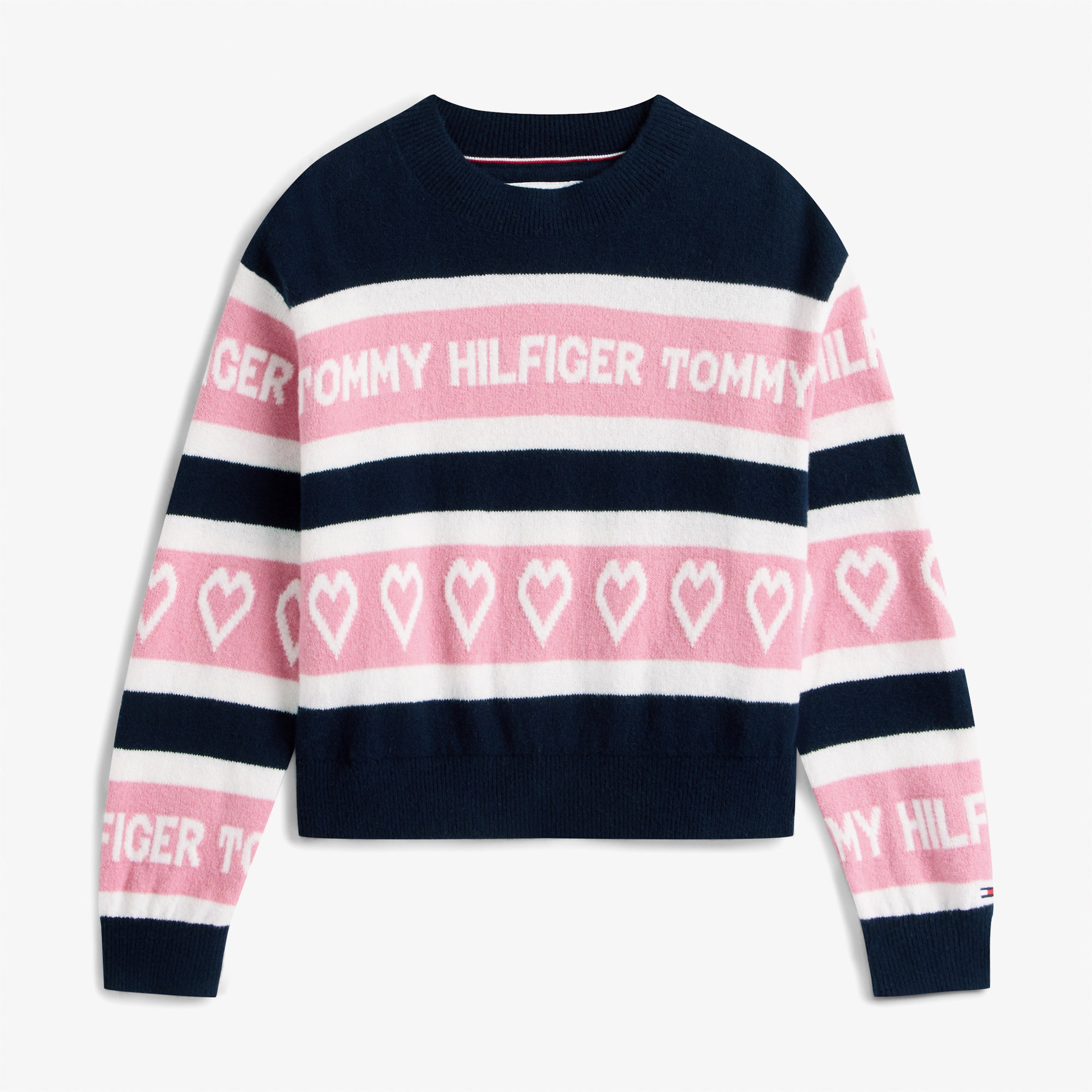 Tommy Hilfiger Intarsia Çocuk Mavi Kazak