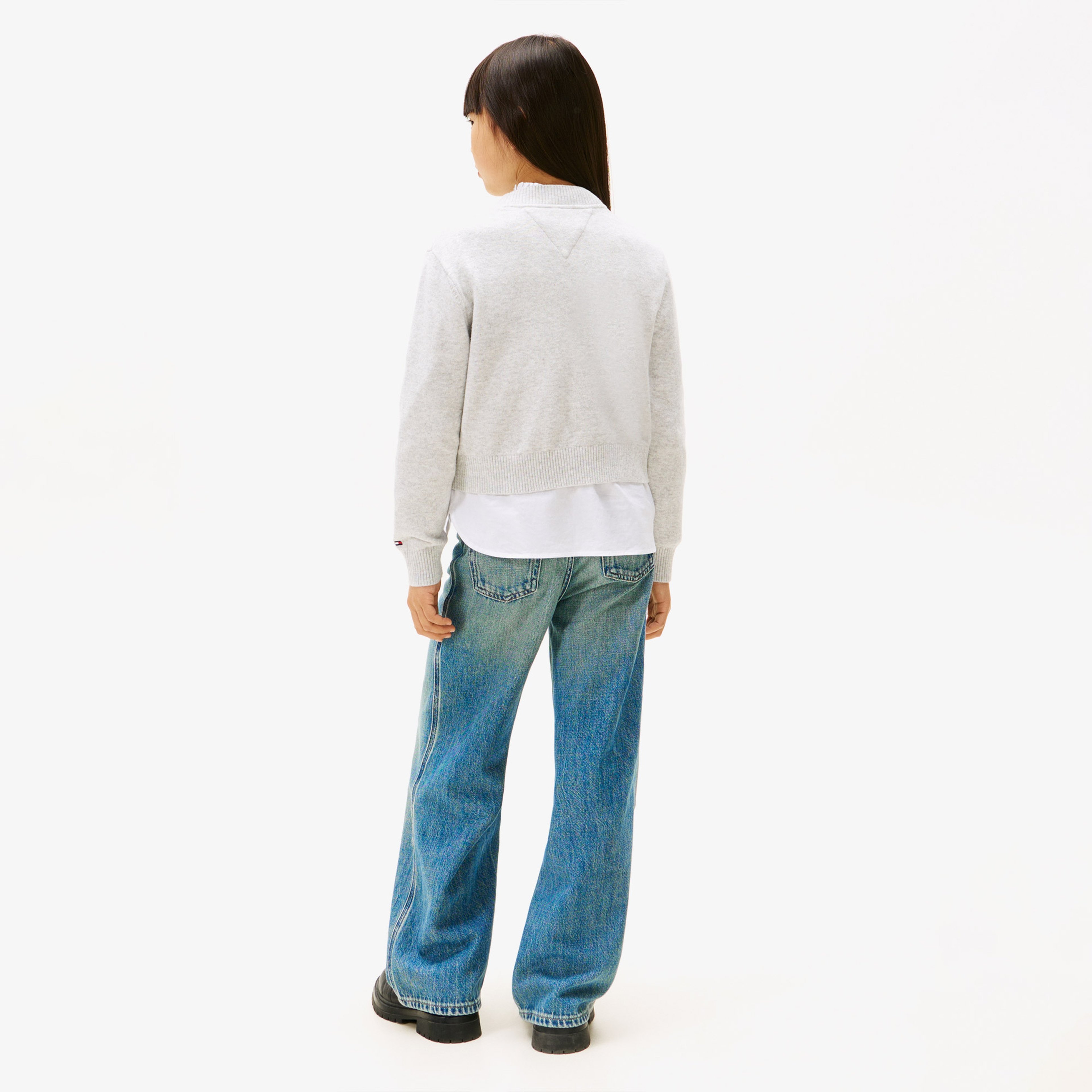 Tommy Hilfiger Logo Çocuk Gri Kazak