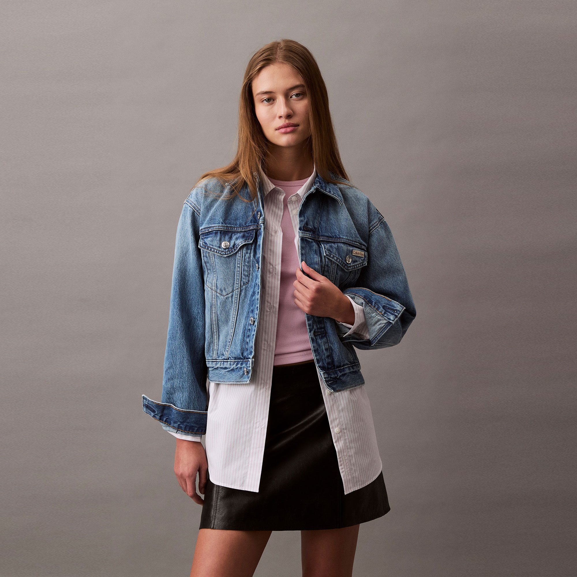 Calvin Klein 90S Trucker Gold Dust Kadın Mavi Ceket