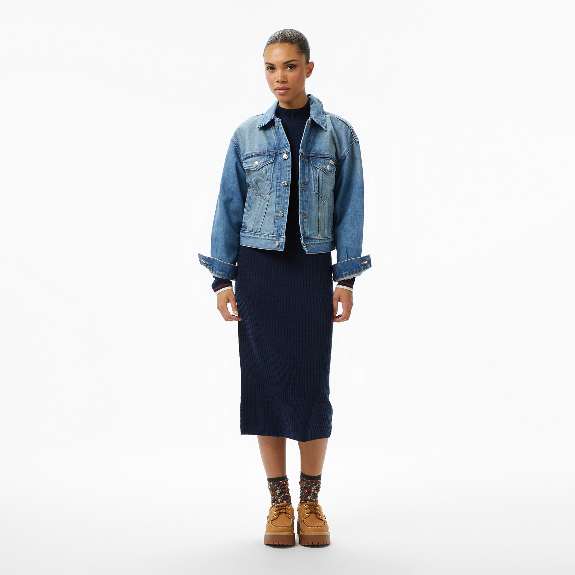 Calvin Klein 90S Trucker Gold Dust Kadın Mavi Ceket