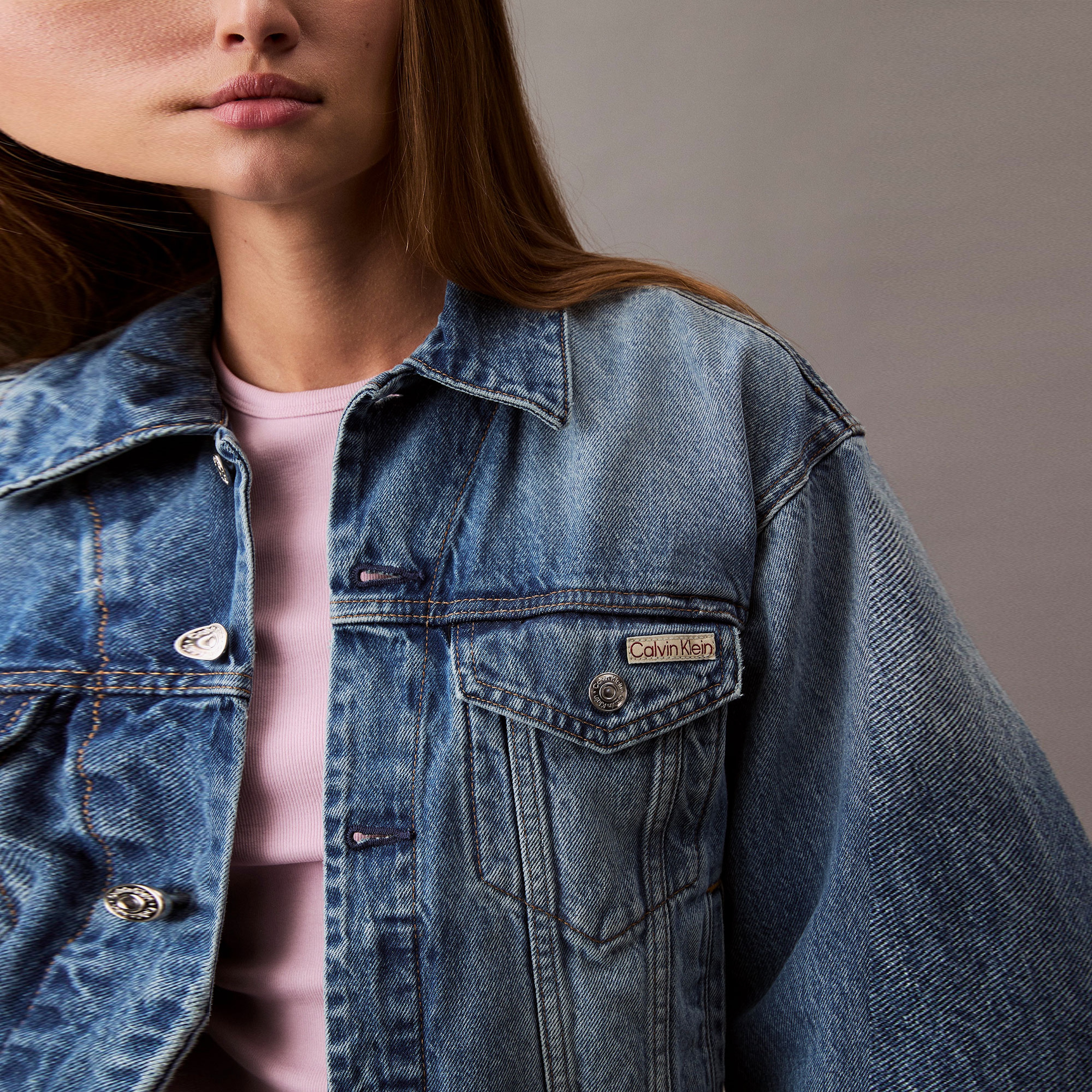 Calvin Klein 90S Trucker Gold Dust Kadın Mavi Ceket