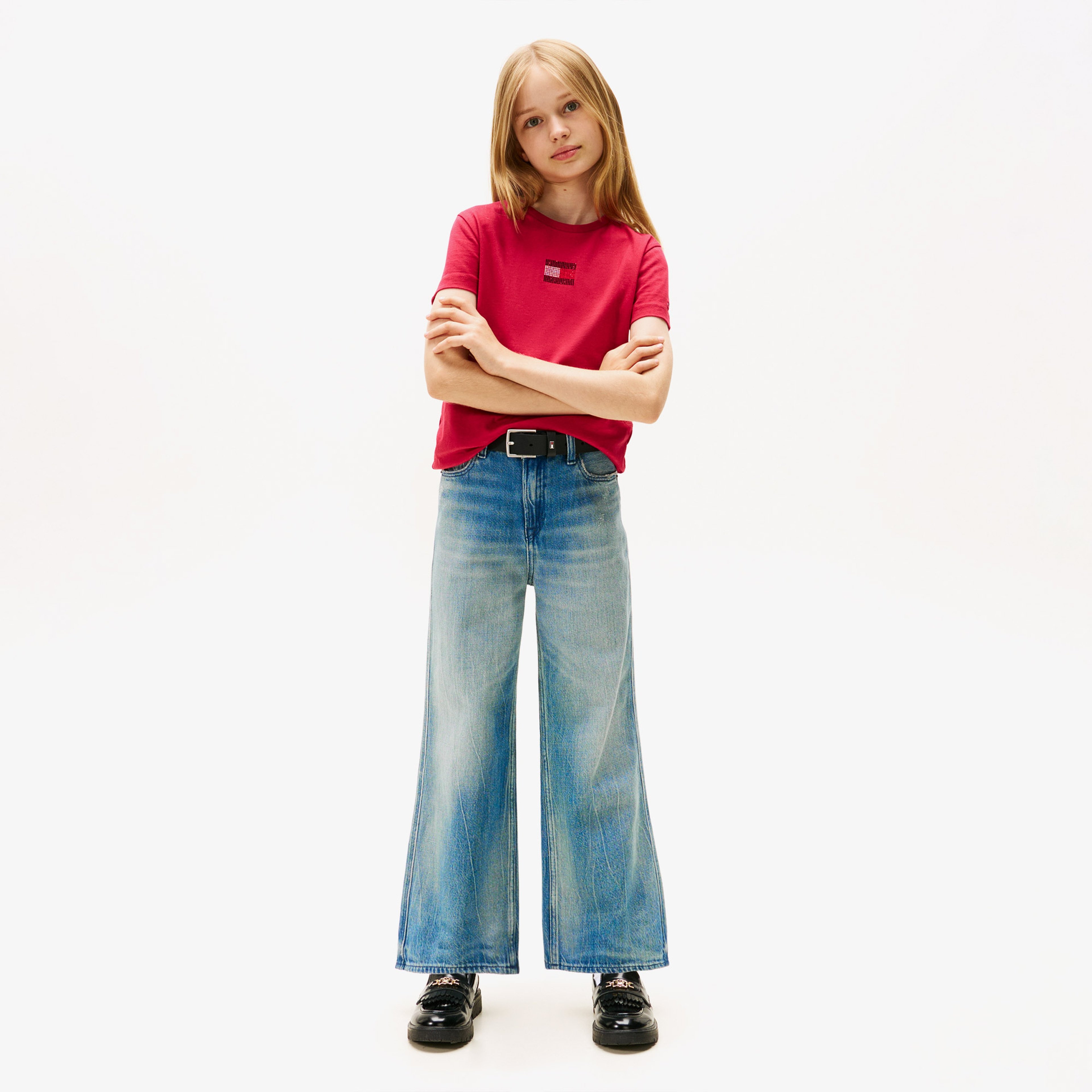 Tommy Hilfiger Rhine Stone Flag Çocuk Kırmızı T-Shirt