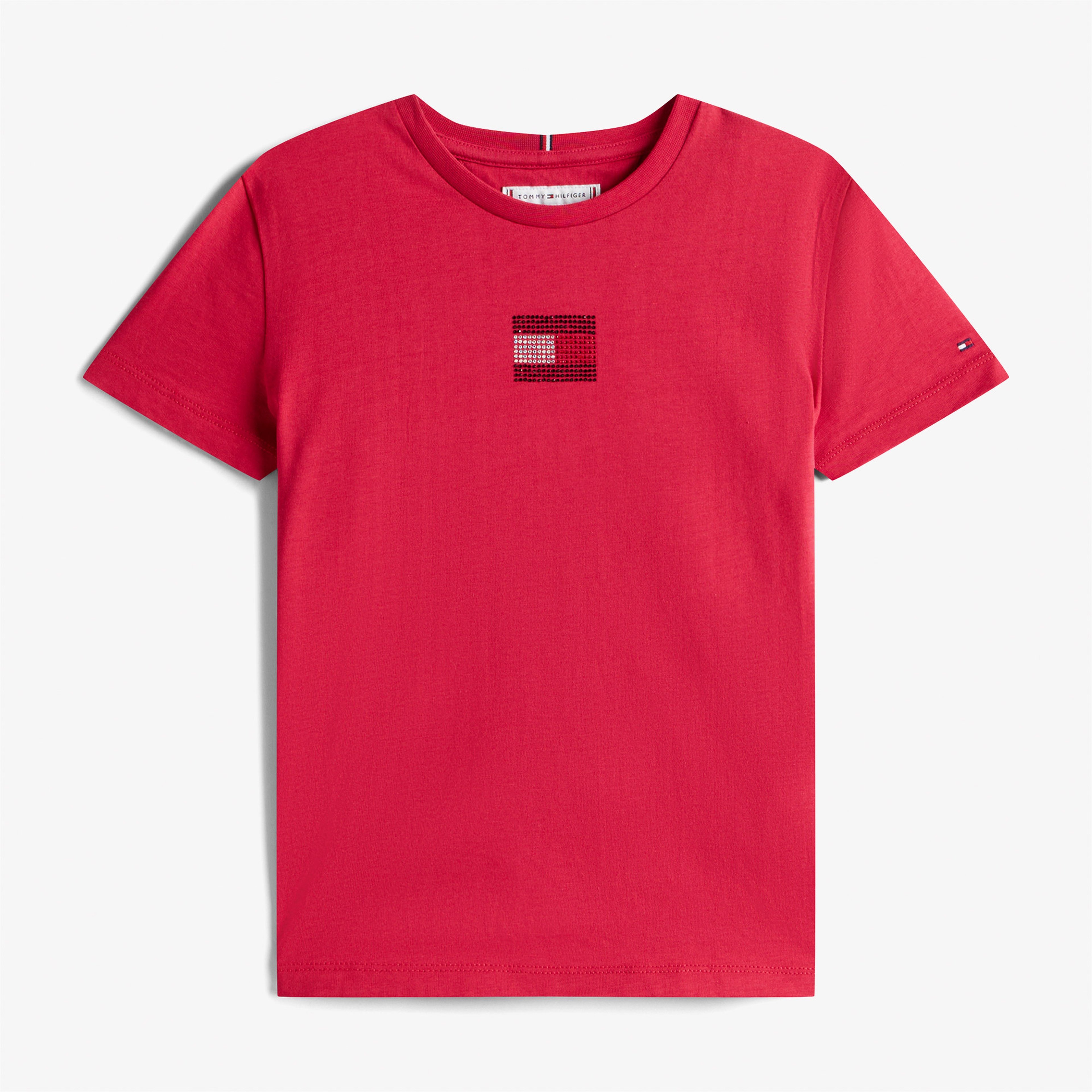 Tommy Hilfiger Rhine Stone Flag Çocuk Kırmızı T-Shirt