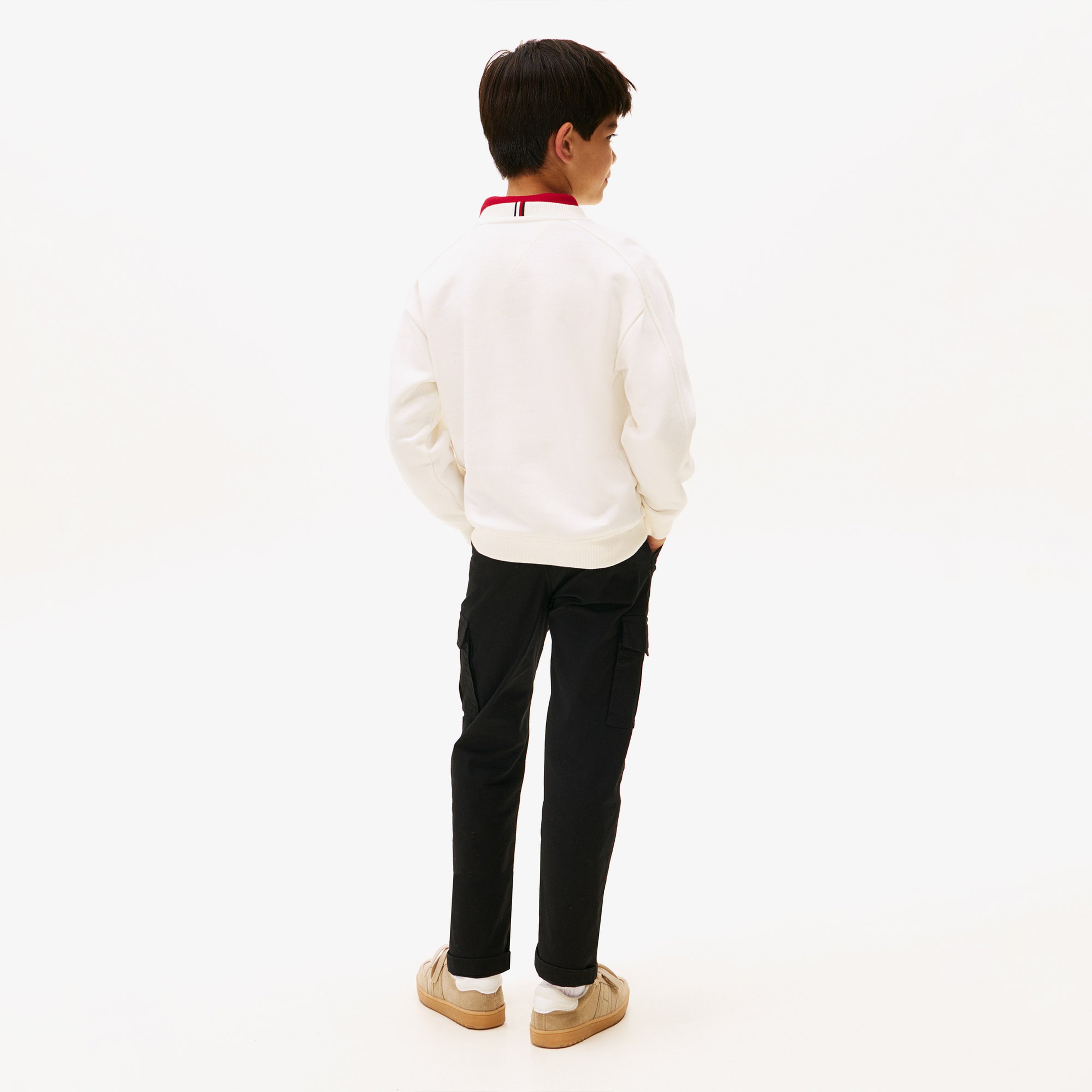 Tommy Hilfiger Varsity Raised Print Çocuk Beyaz Sweatshirt