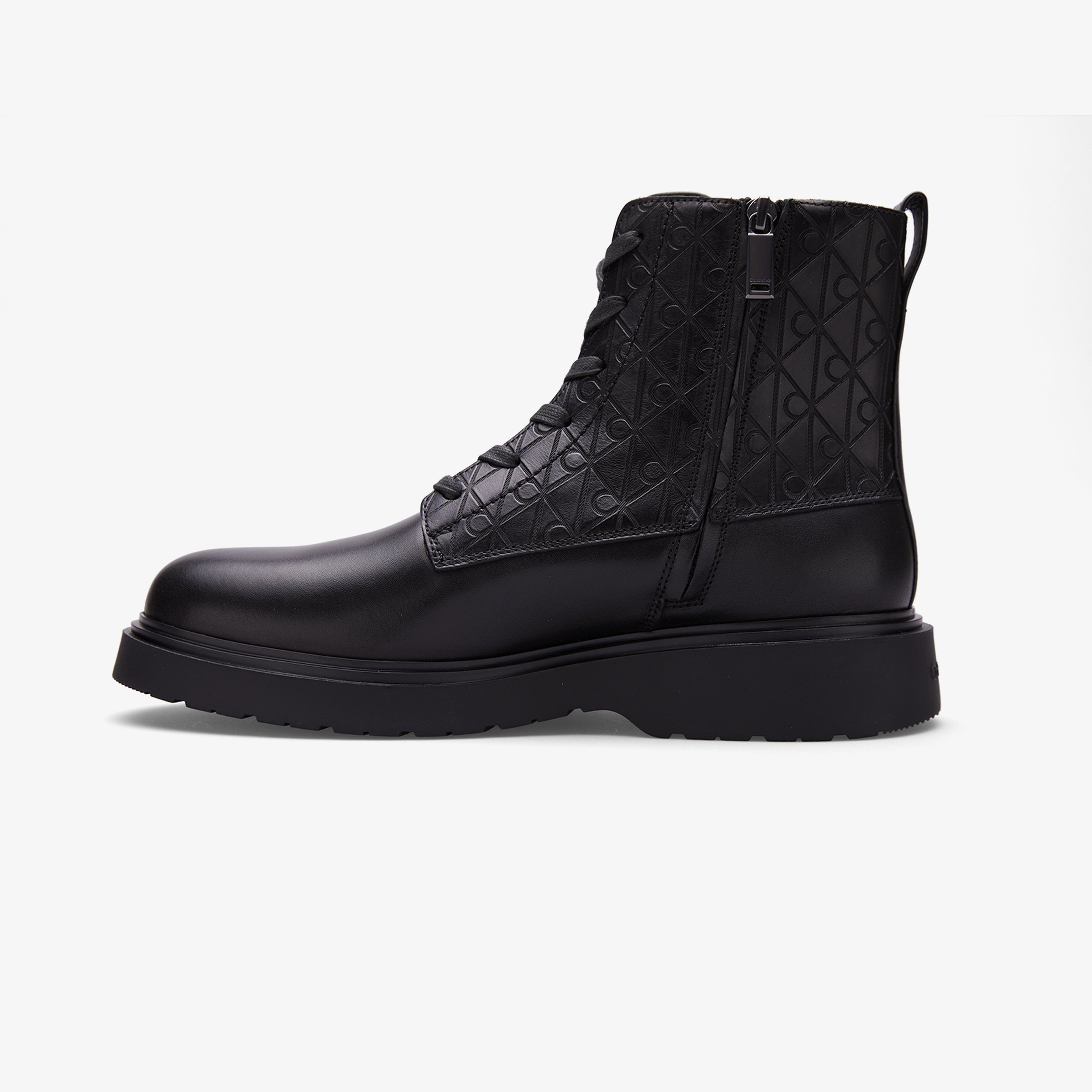 Calvin Klein Combat Essential Lace Up Zip Erkek Siyah Bot