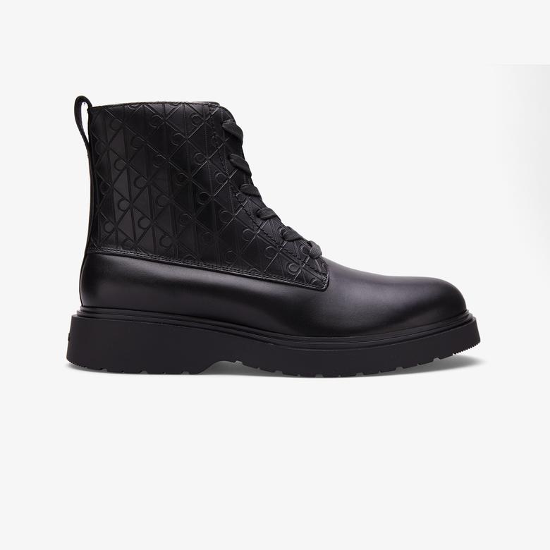 Calvin Klein Combat Essential Lace Up Zip Erkek Siyah Bot