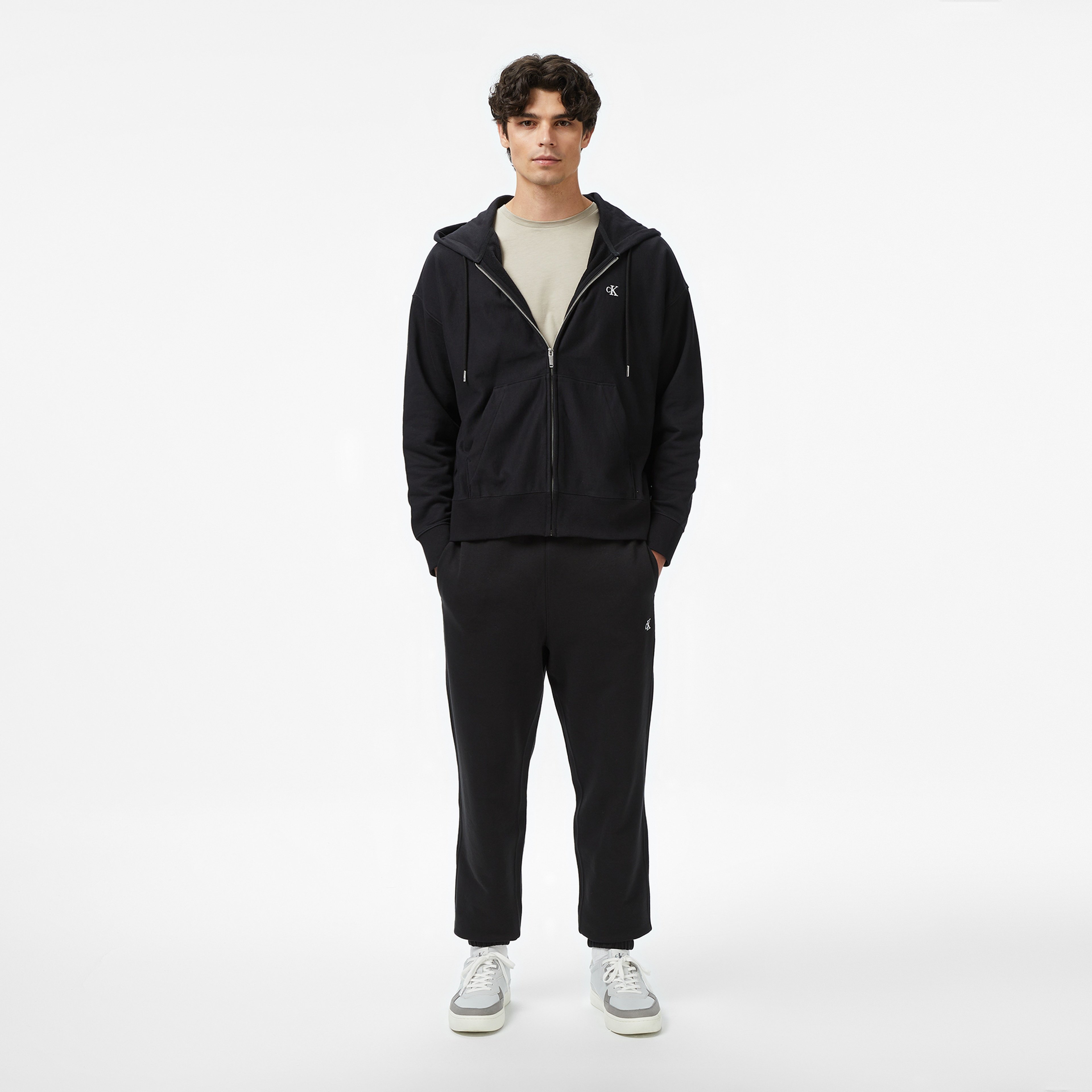 Calvin Klein Premium Terry Monogram Erkek Siyah Sweatshirt