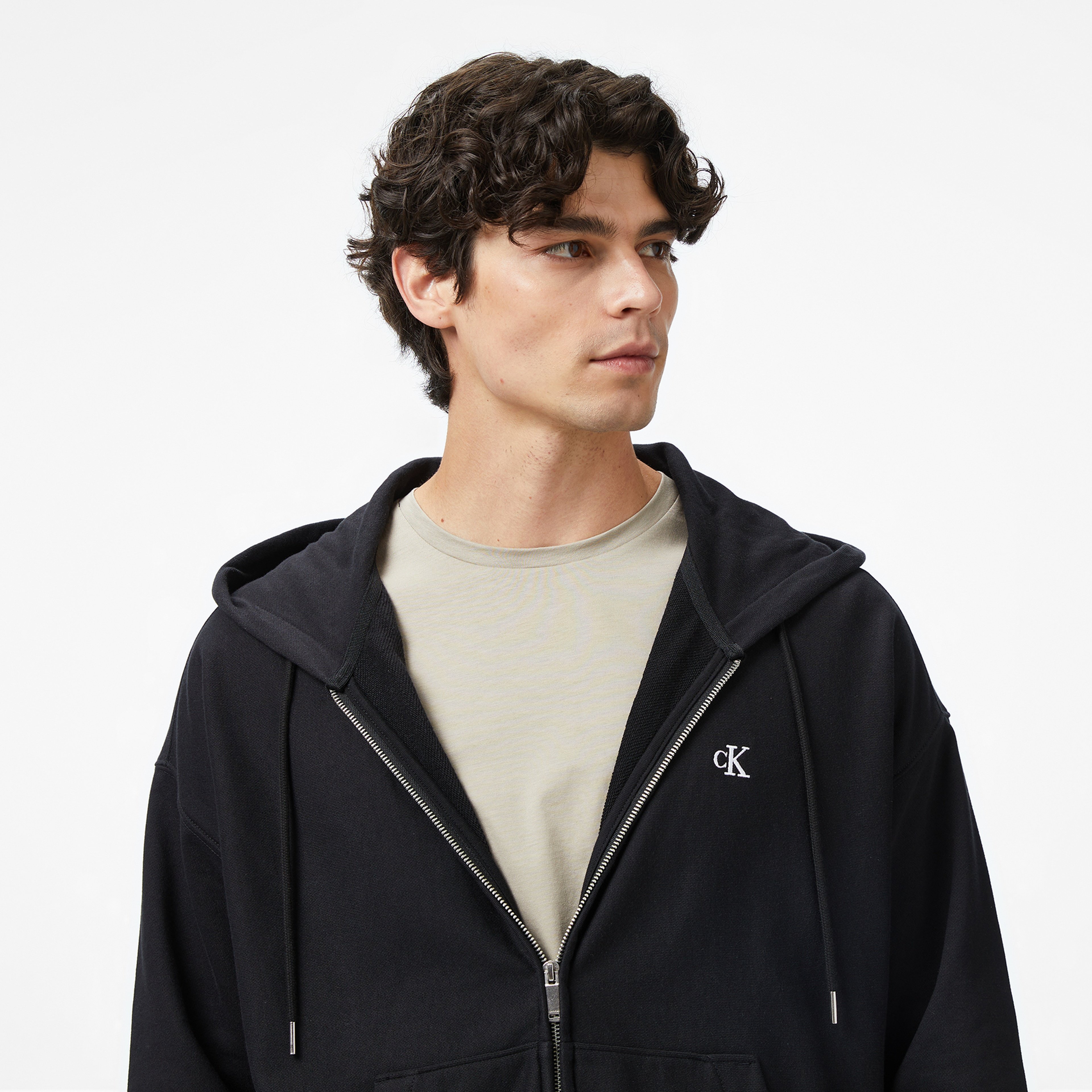 Calvin Klein Premium Terry Monogram Erkek Siyah Sweatshirt