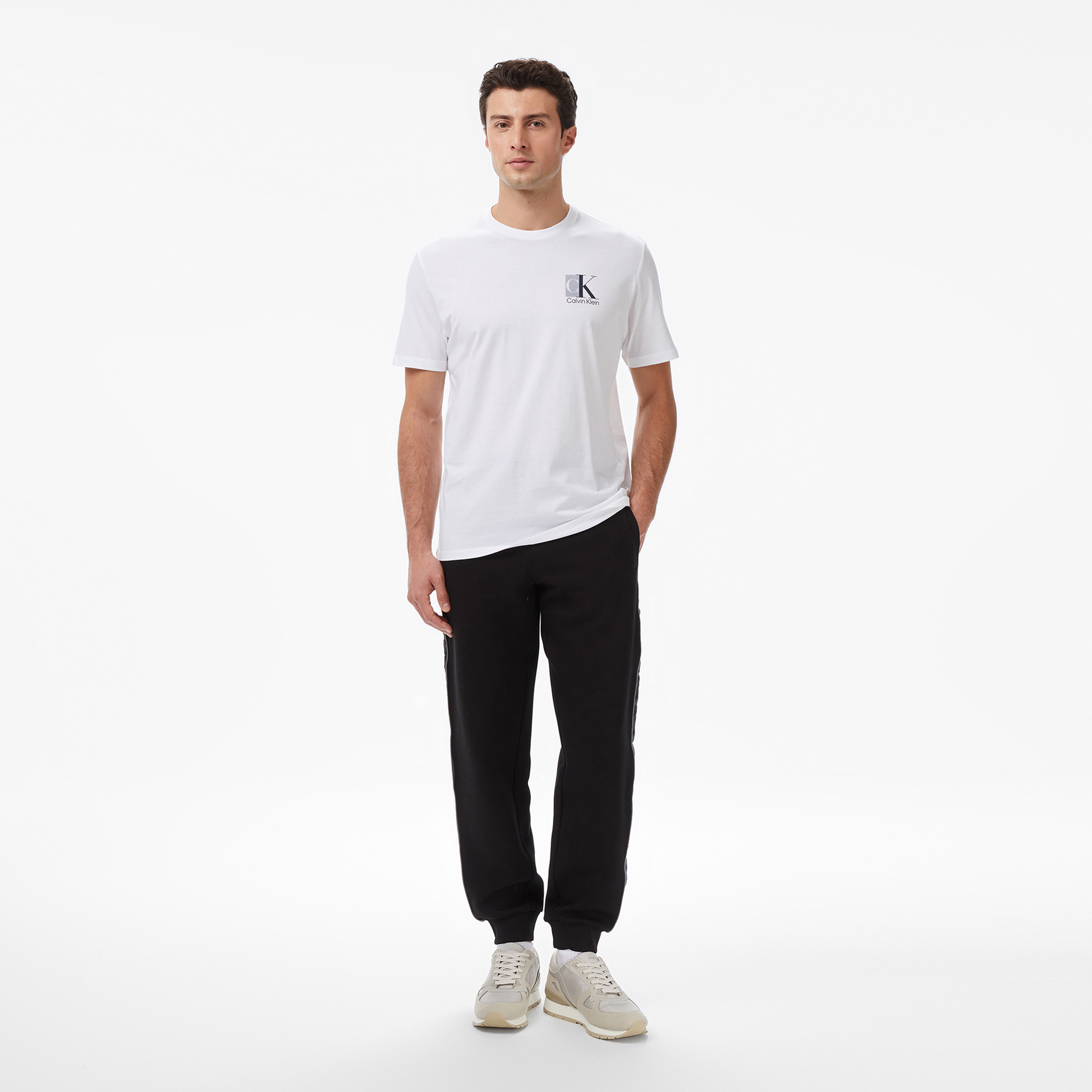 Calvin Klein Abstract Graphic Erkek Beyaz T-Shirt