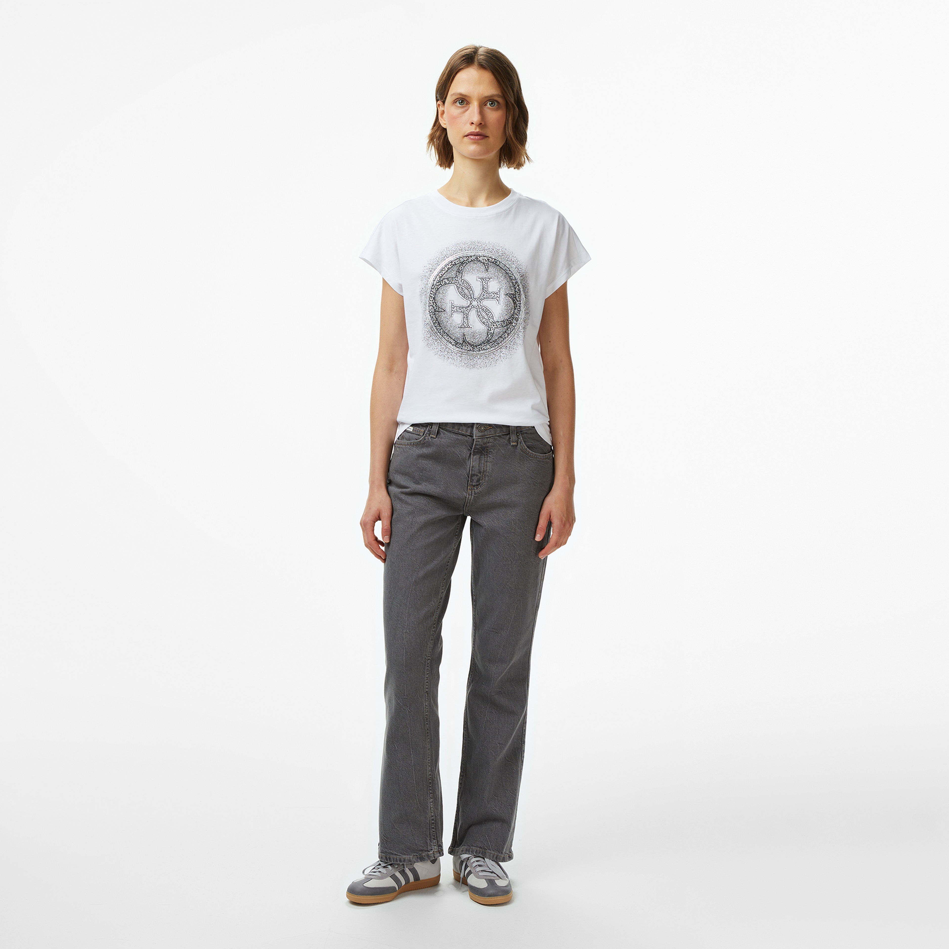 Guess Shaded Slim Fit Kadın Beyaz T-Shirt