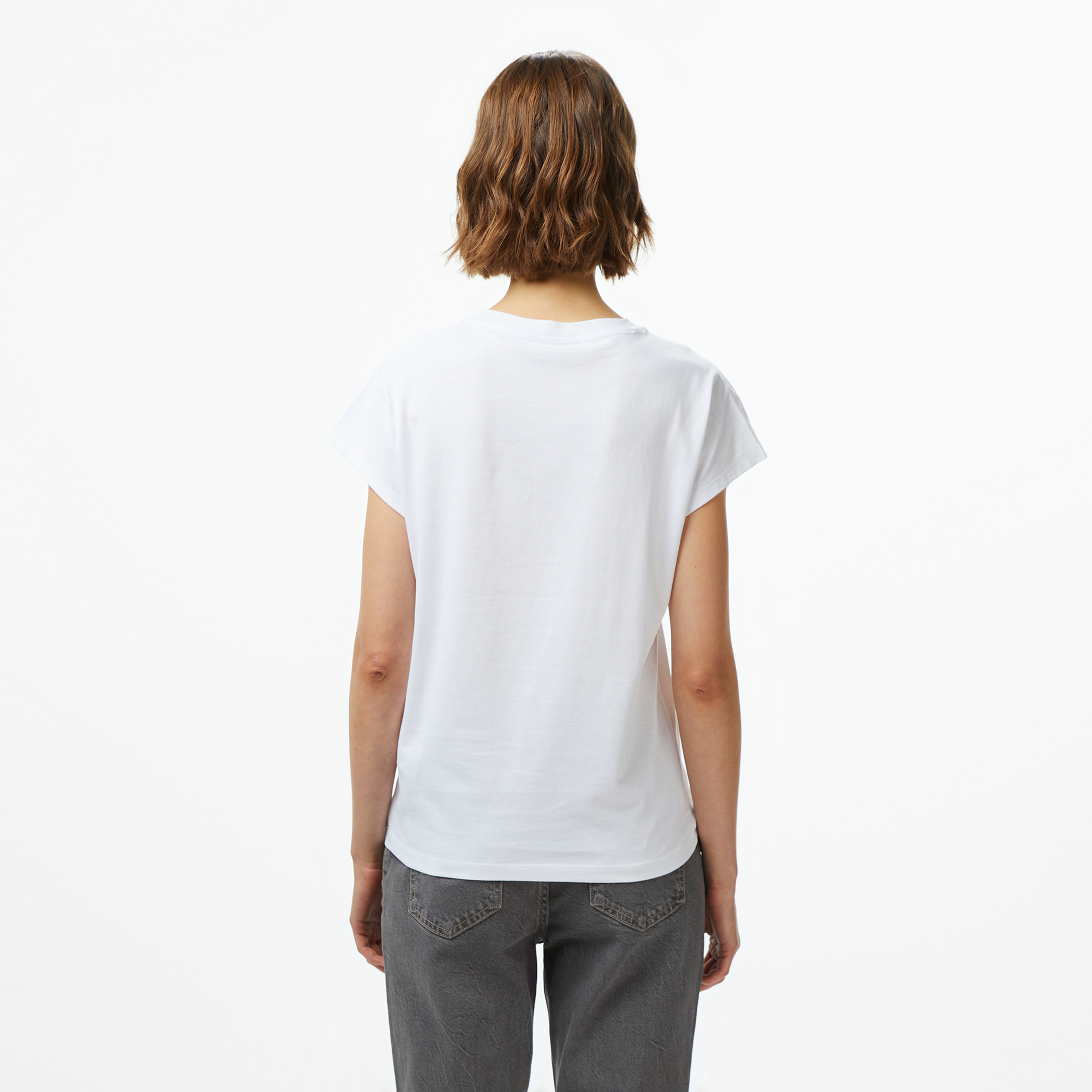 Guess Shaded Slim Fit Kadın Beyaz T-Shirt