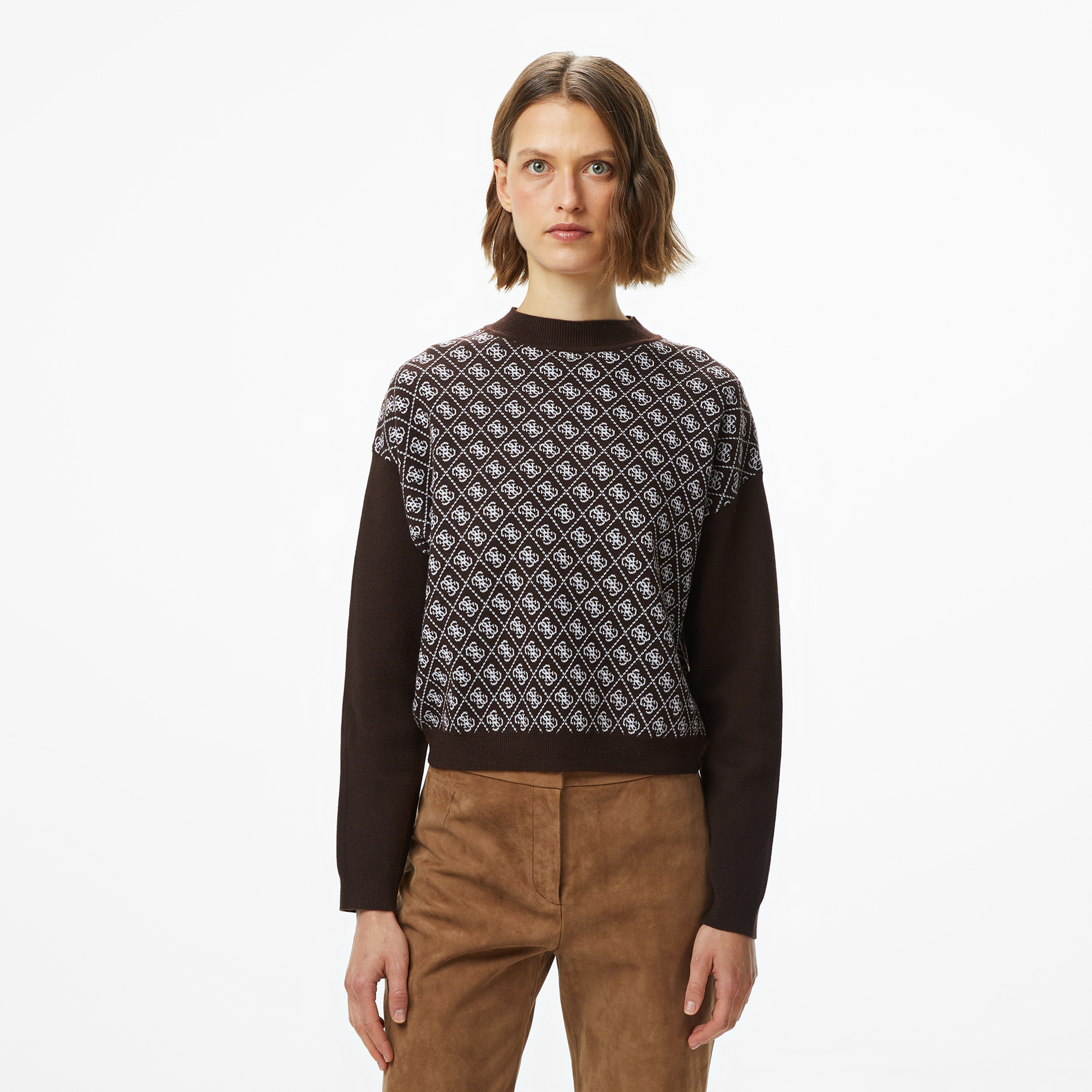 Guess Aubrey Yün Karışımlı Kadın Kahverengi Triko