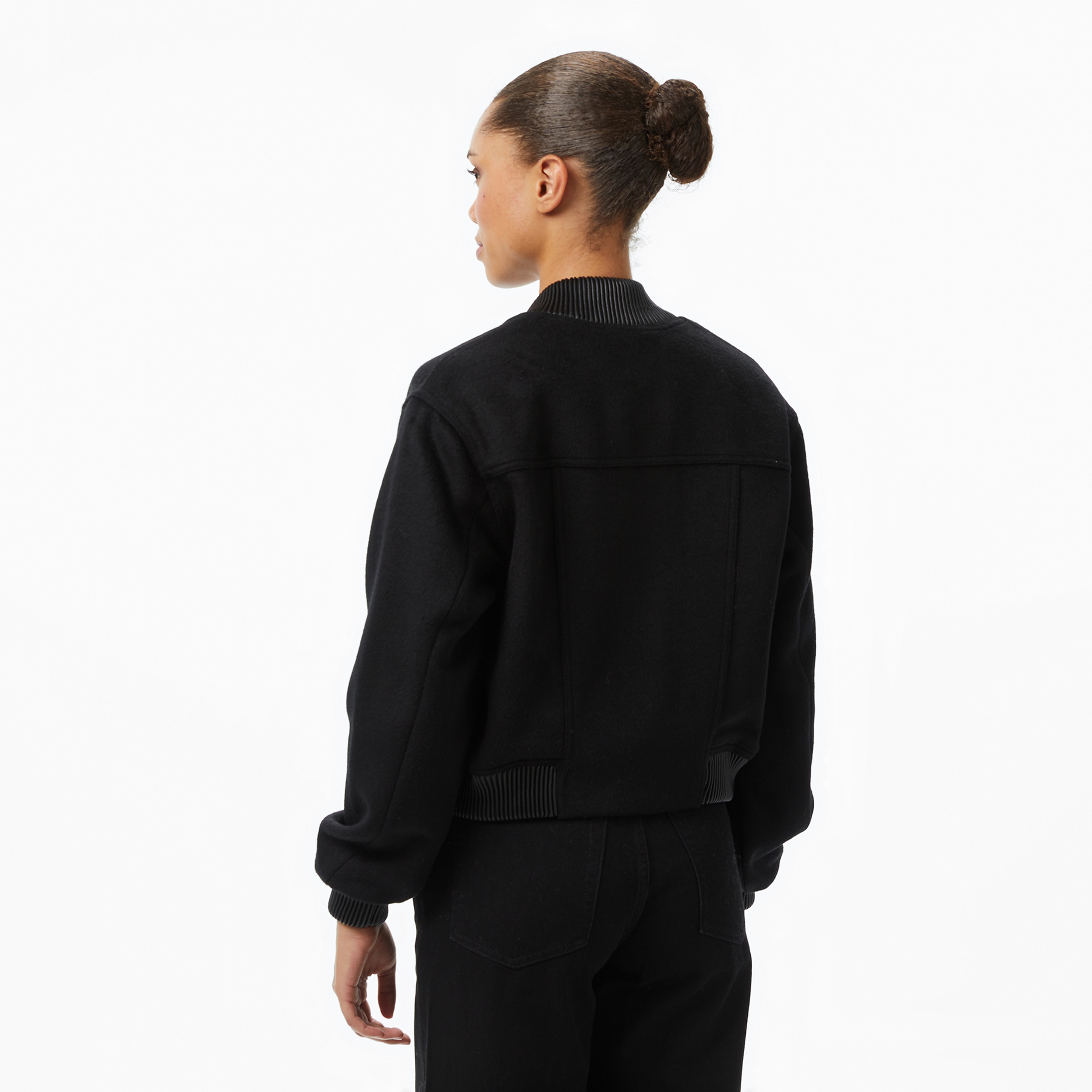 Guess Lorenza Yün Karışımlı Bomber Kadın Siyah Ceket