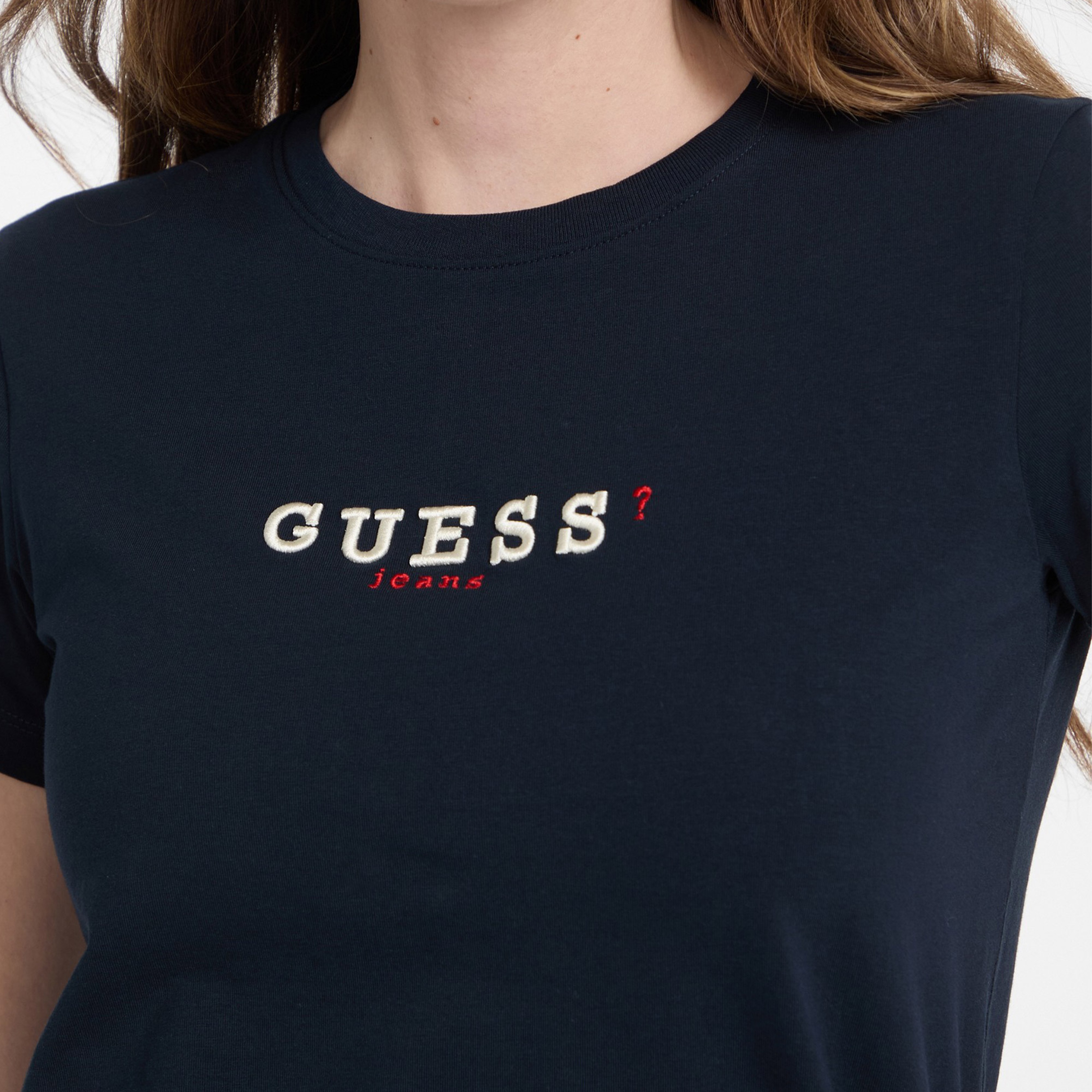 Guess Cn Reg 3D Embr Mid Organicetch 180 Kadın Lacivert T-Shirt