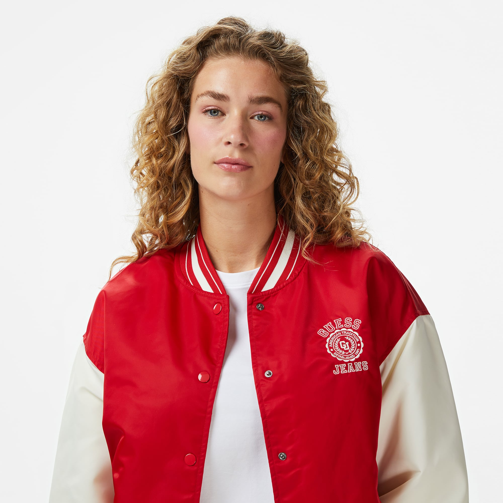 Guess Jeans Bomber Kadın Kırmızı Ceket