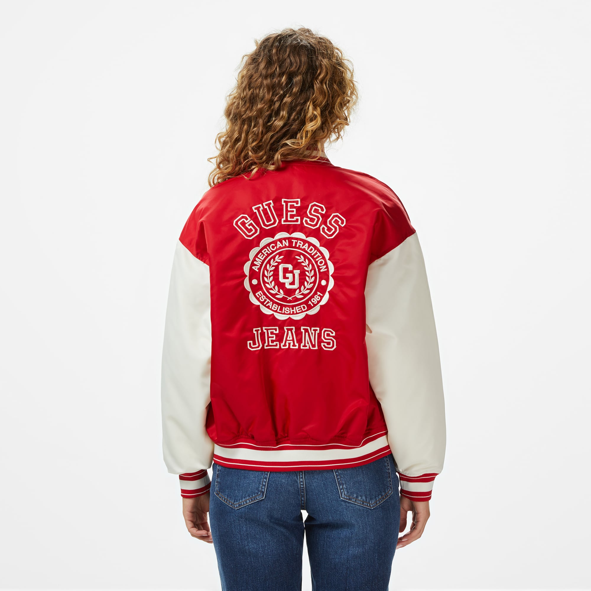 Guess Jeans Bomber Kadın Kırmızı Ceket