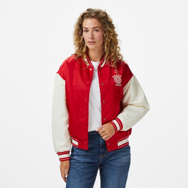 Guess Jeans Bomber Kadın Kırmızı Ceket