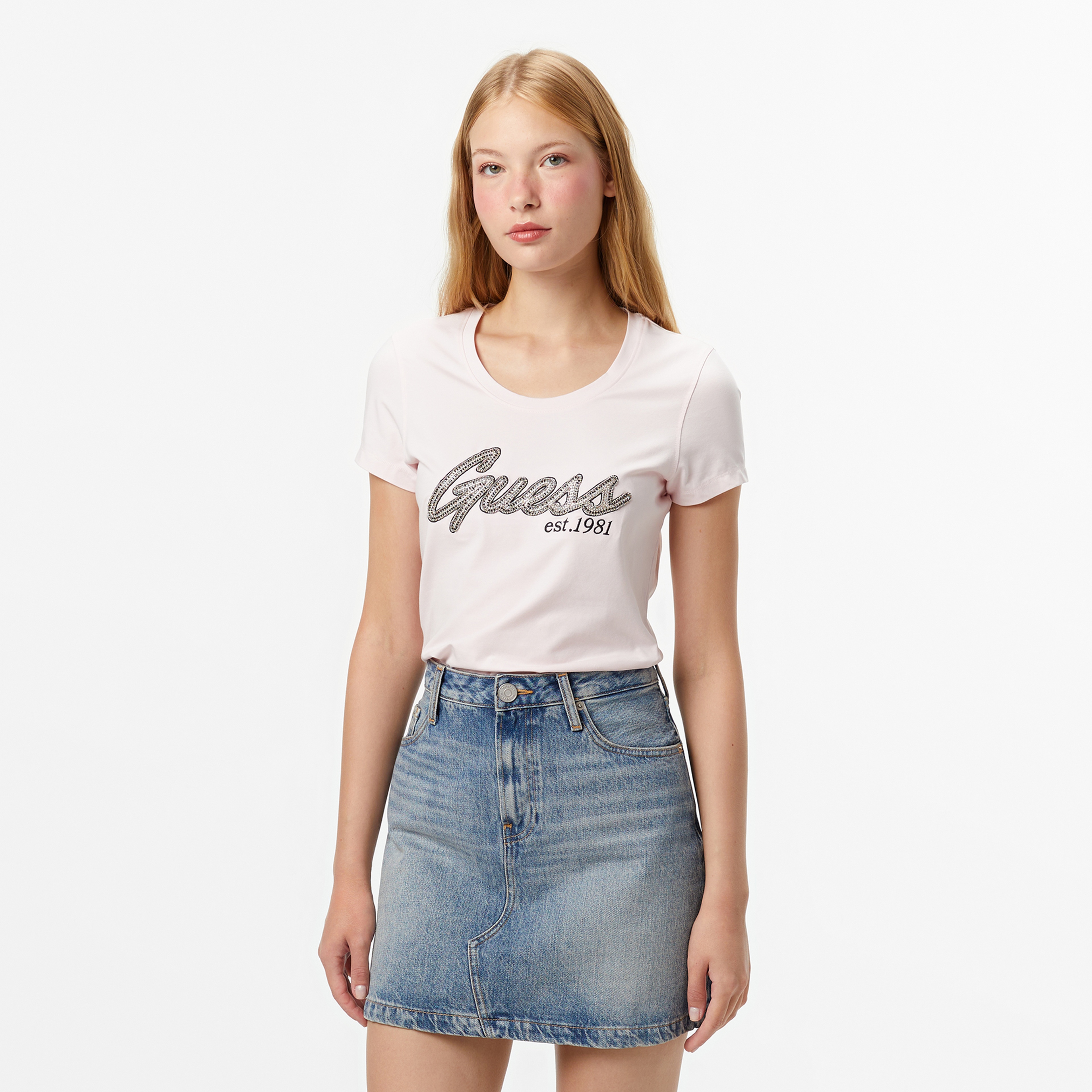 Guess Hot Slim Fit Kadın Pembe T-Shirt