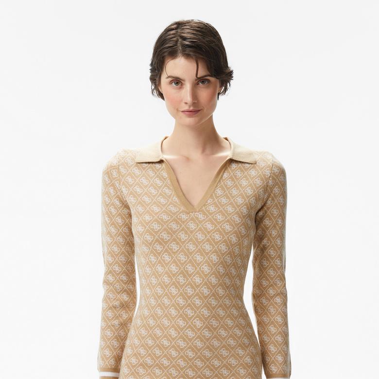 Guess Aubrey Yün Karışımlı Kadın Renkli Elbise