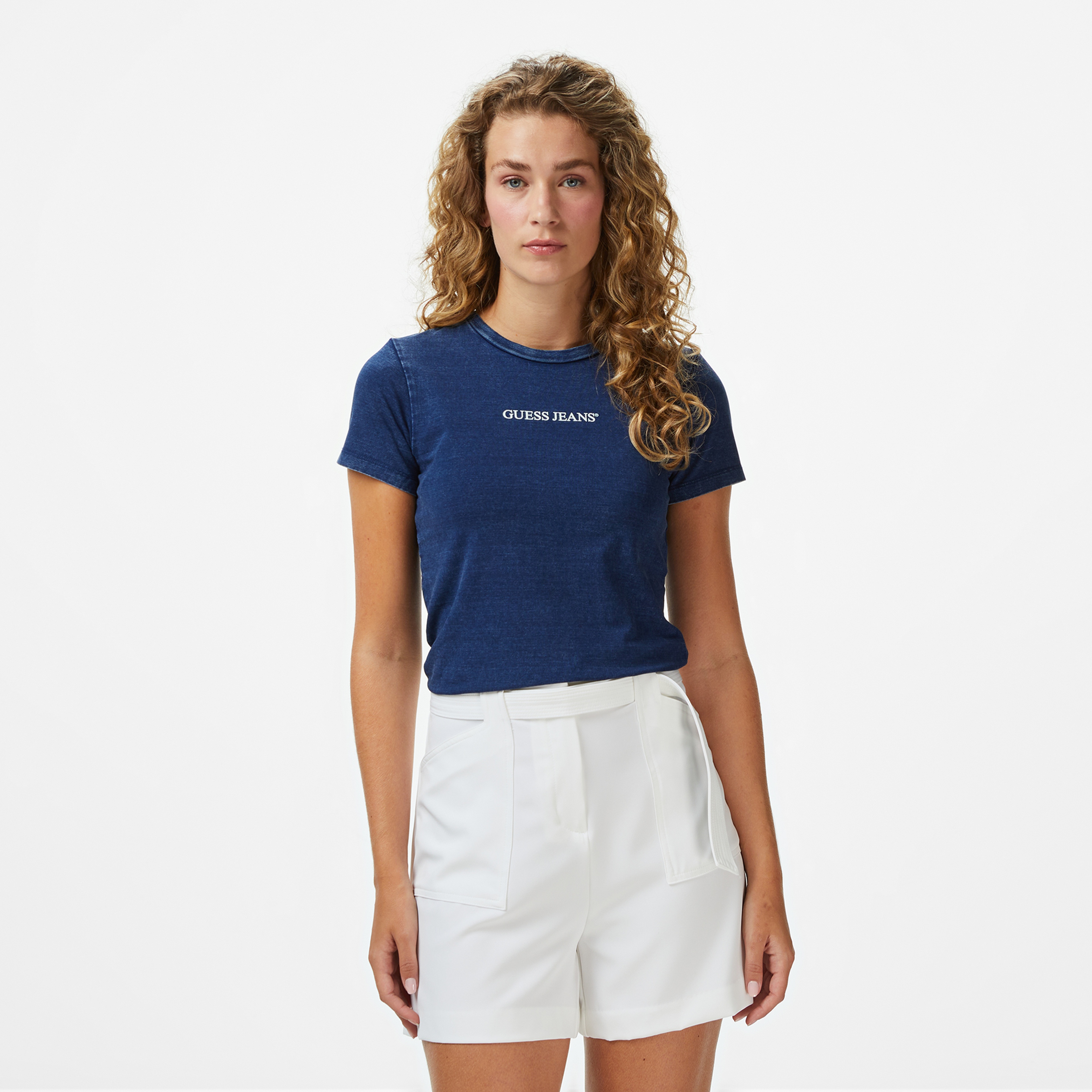 Guess Slim Fit Kadın Lacivert T-Shirt