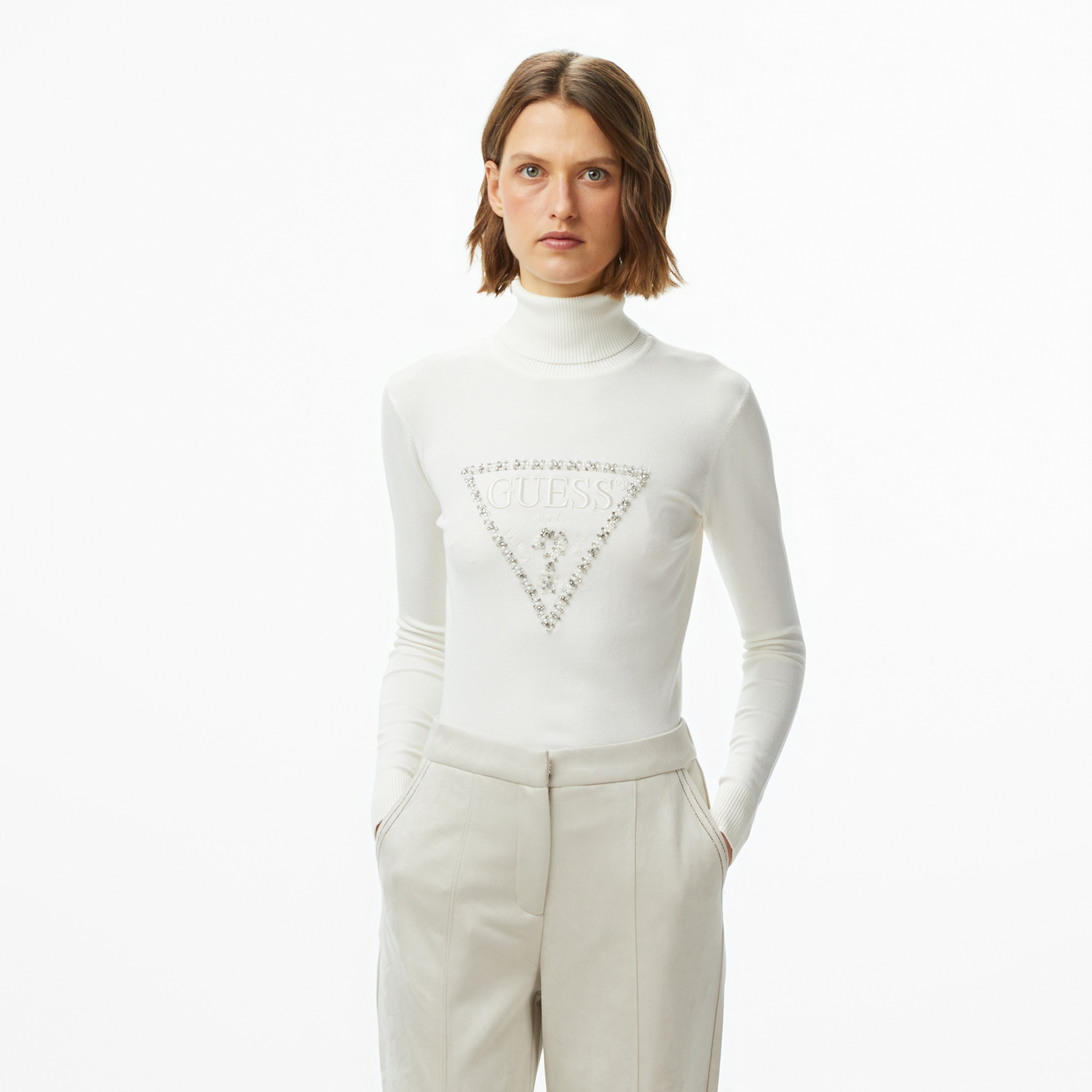 Guess Melanie Kadın Beyaz Triko