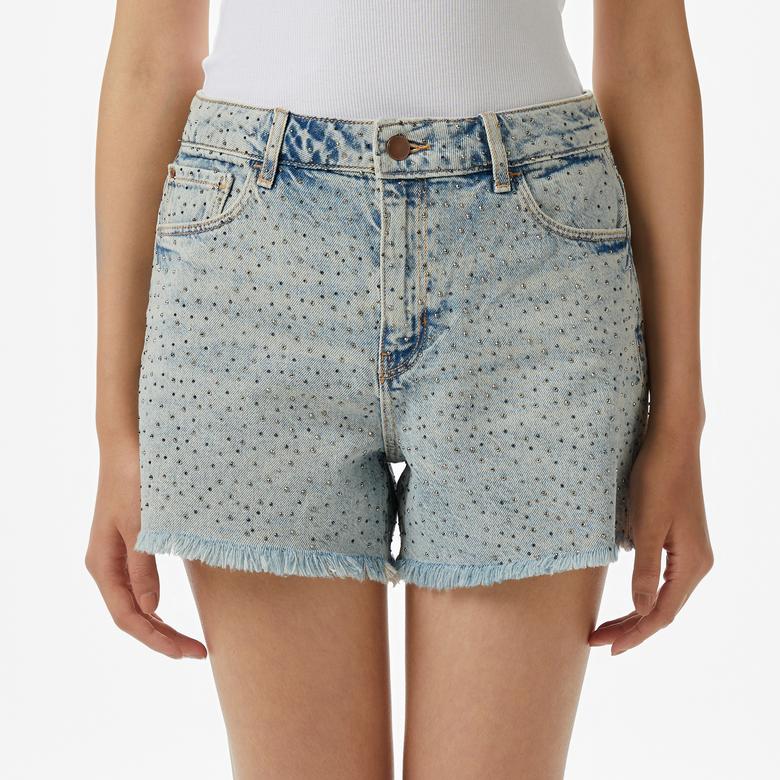 Guess Relaxed Midi Short  Kadın Mavi Şort
