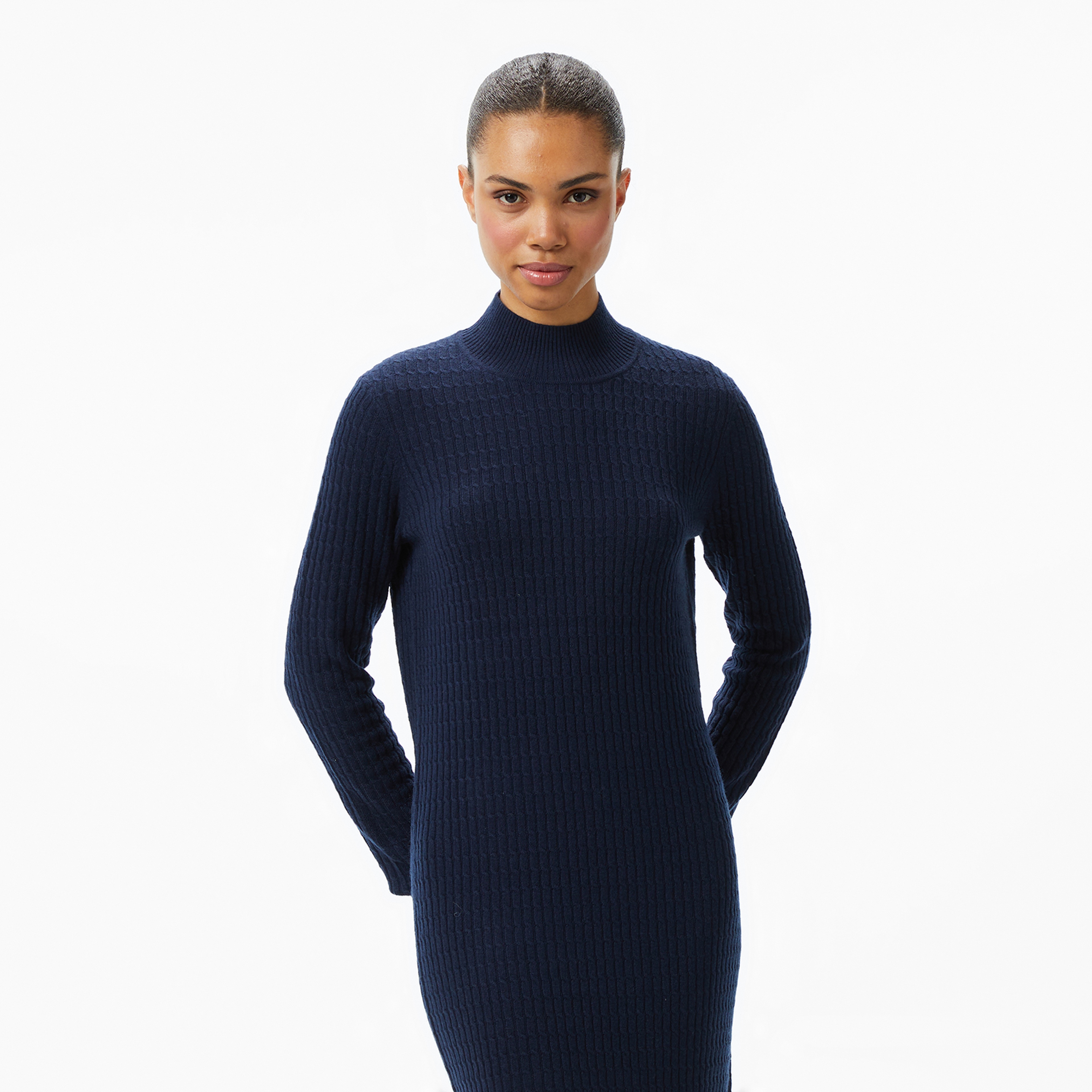 Tommy Hilfiger Wool Cash Cable Kadın Mavi Elbise