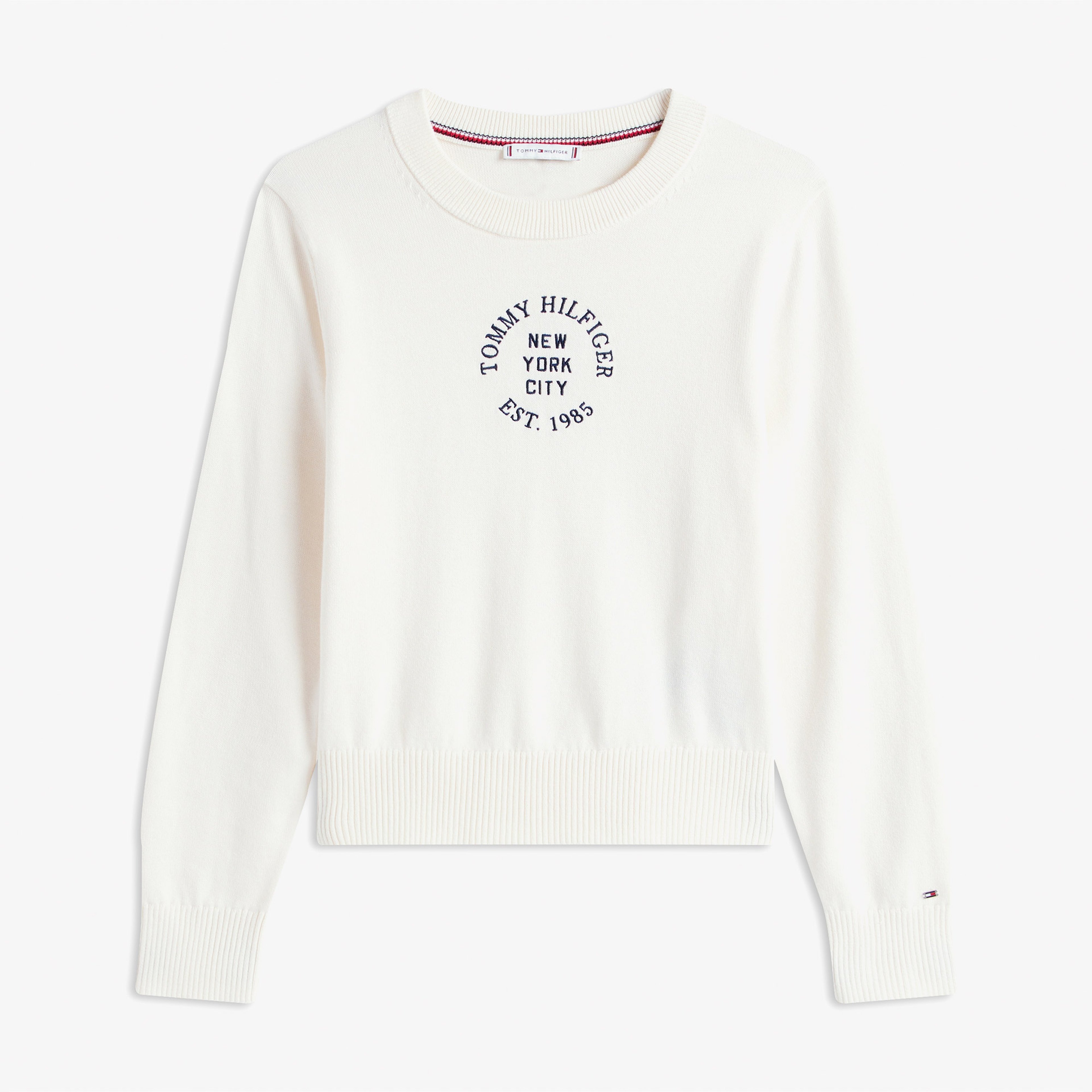 Tommy Hilfiger Graphic Logo Kadın Beyaz Kazak