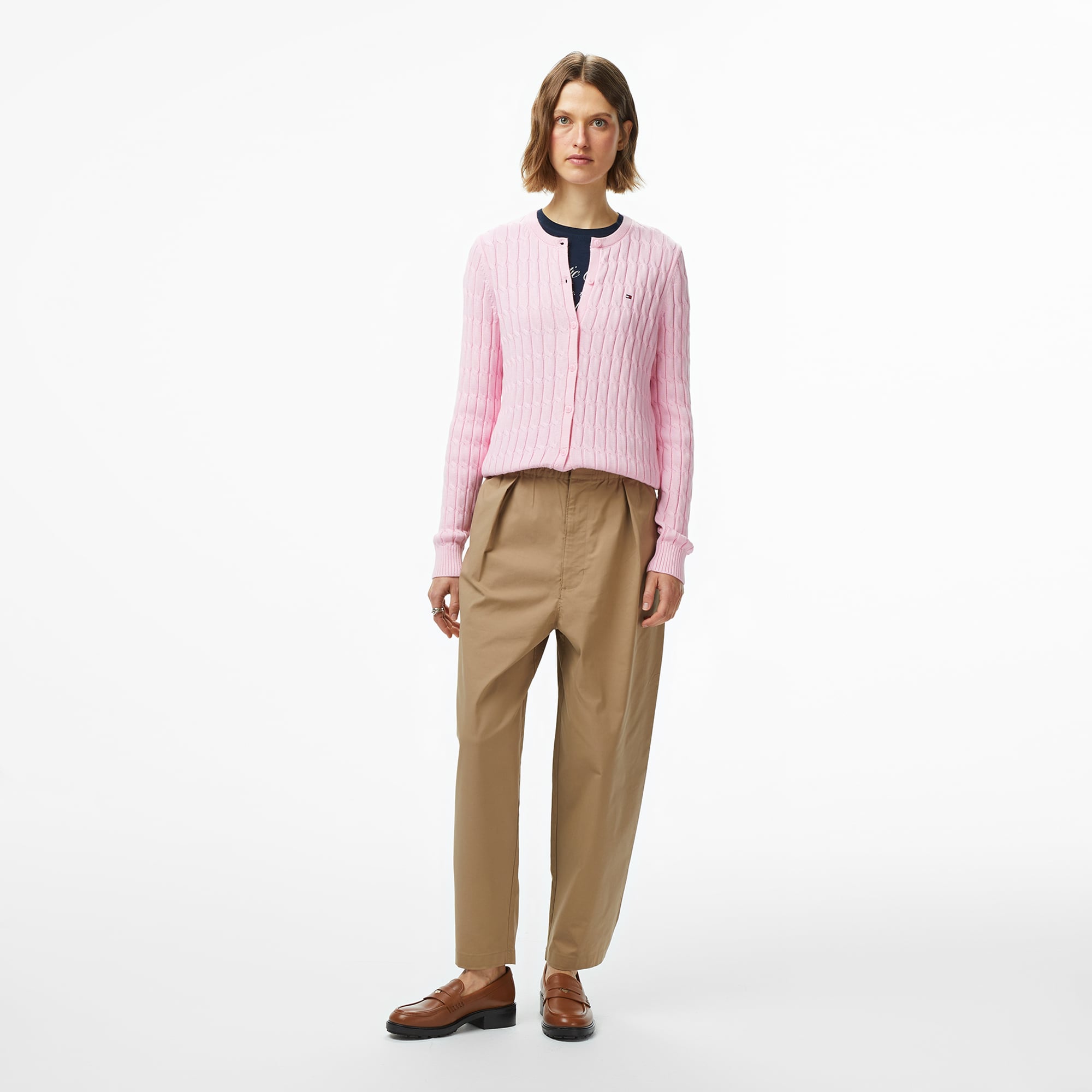 Tommy Hilfiger Cable Mid Kadın Pembe Hırka