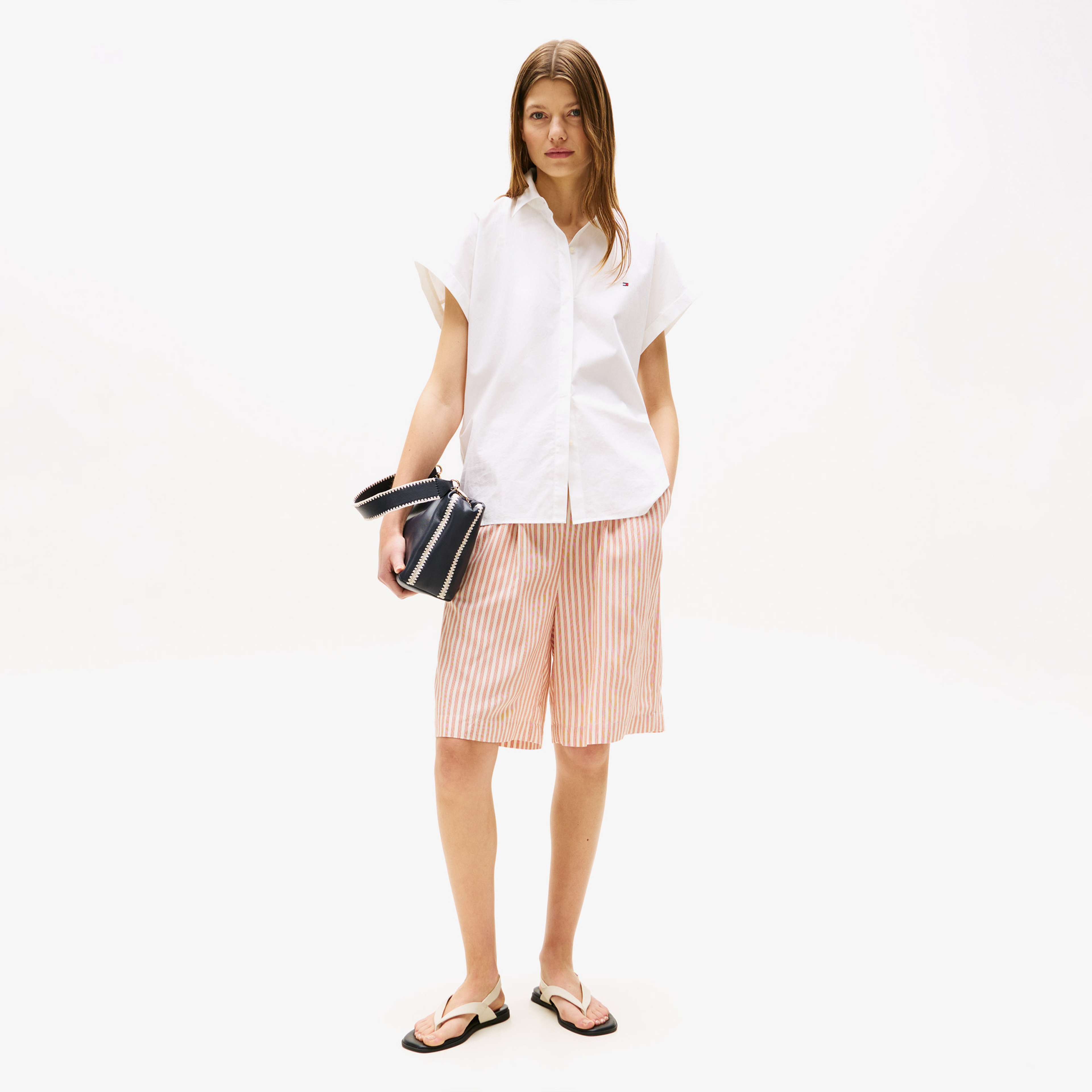 Tommy Hilfiger Poplin Relaxed Kadın Beyaz Gömlek