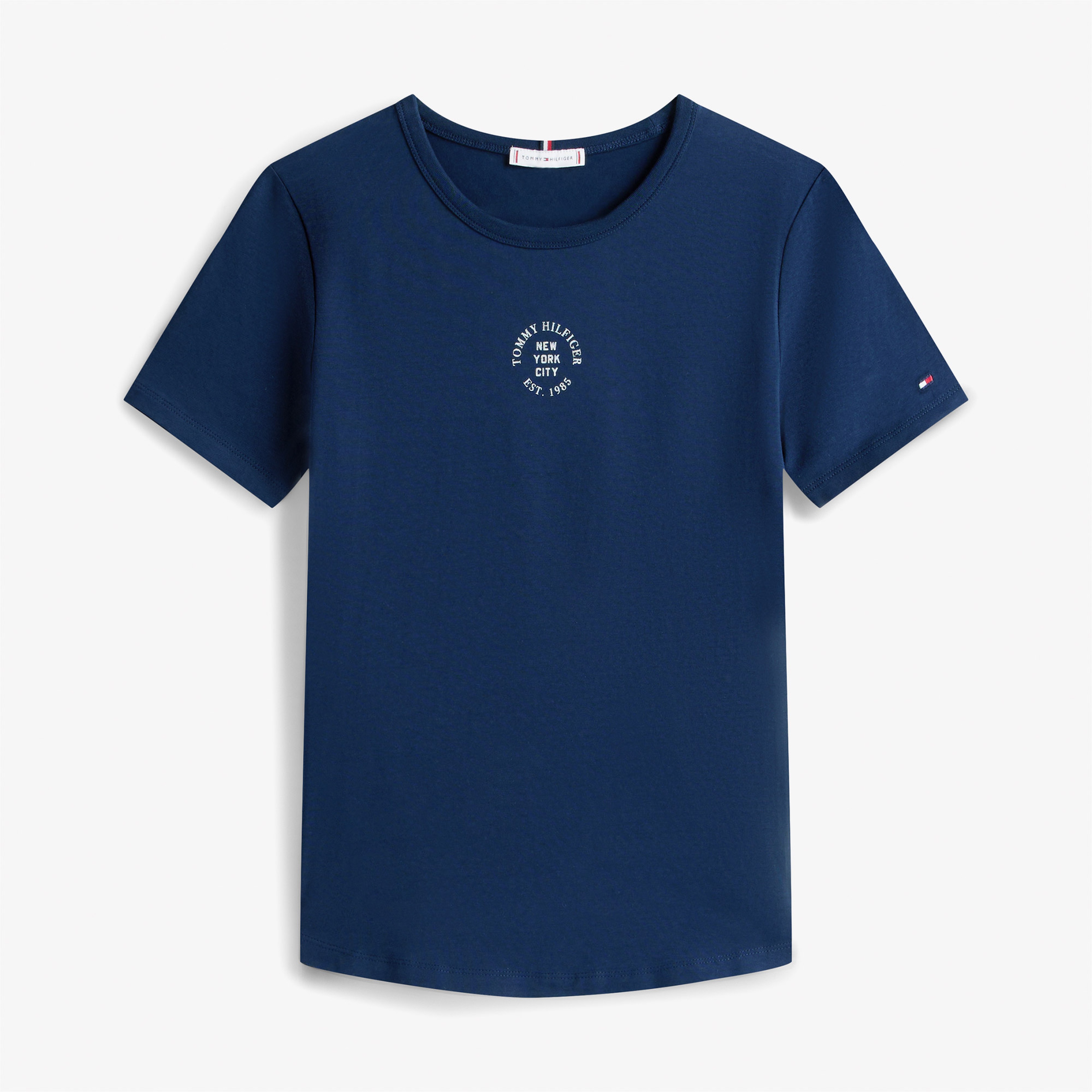 Tommy Hilfiger Stamp Logo Slim Kadın Mavi T-Shirt