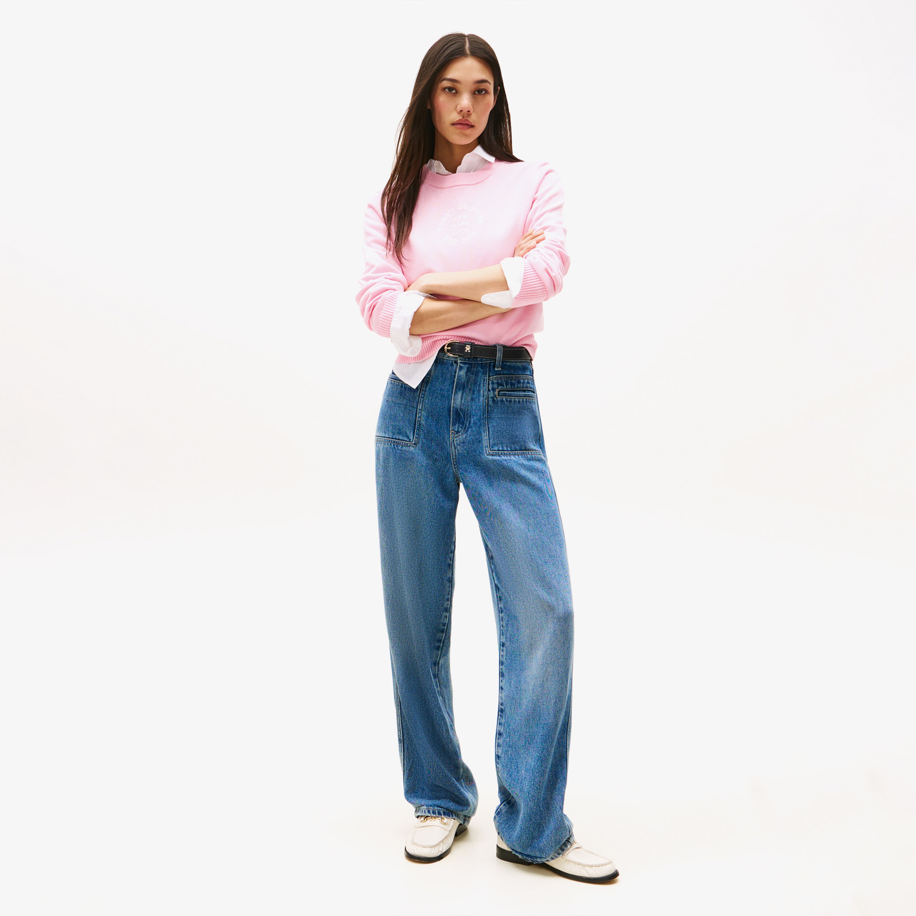 Tommy Hilfiger Graphic Logo Kadın Pembe Kazak