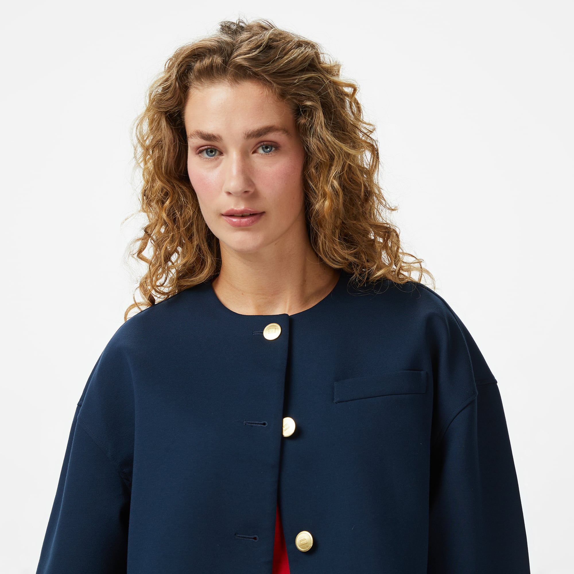 Tommy Hilfiger Punto Crop Lady Kadın Mavi Blazer Ceket