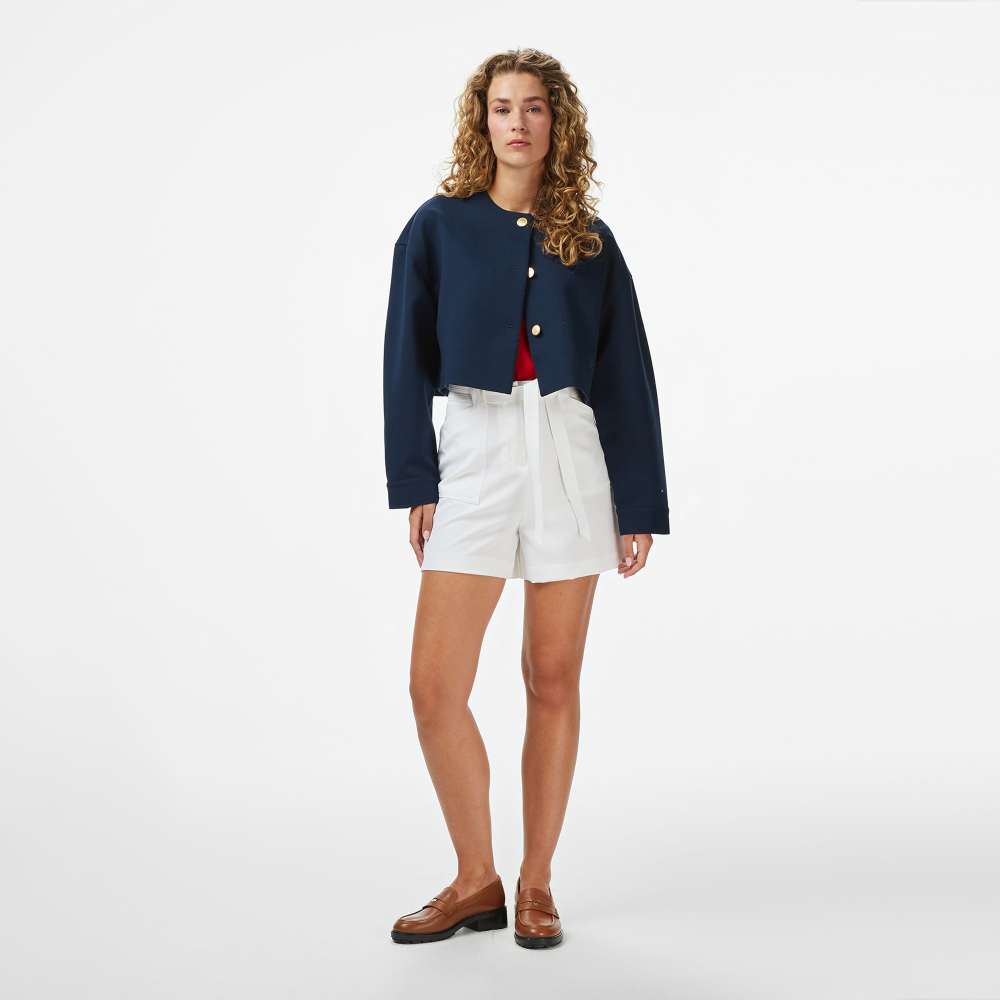 Tommy Hilfiger Punto Crop Lady Kadın Mavi Blazer Ceket