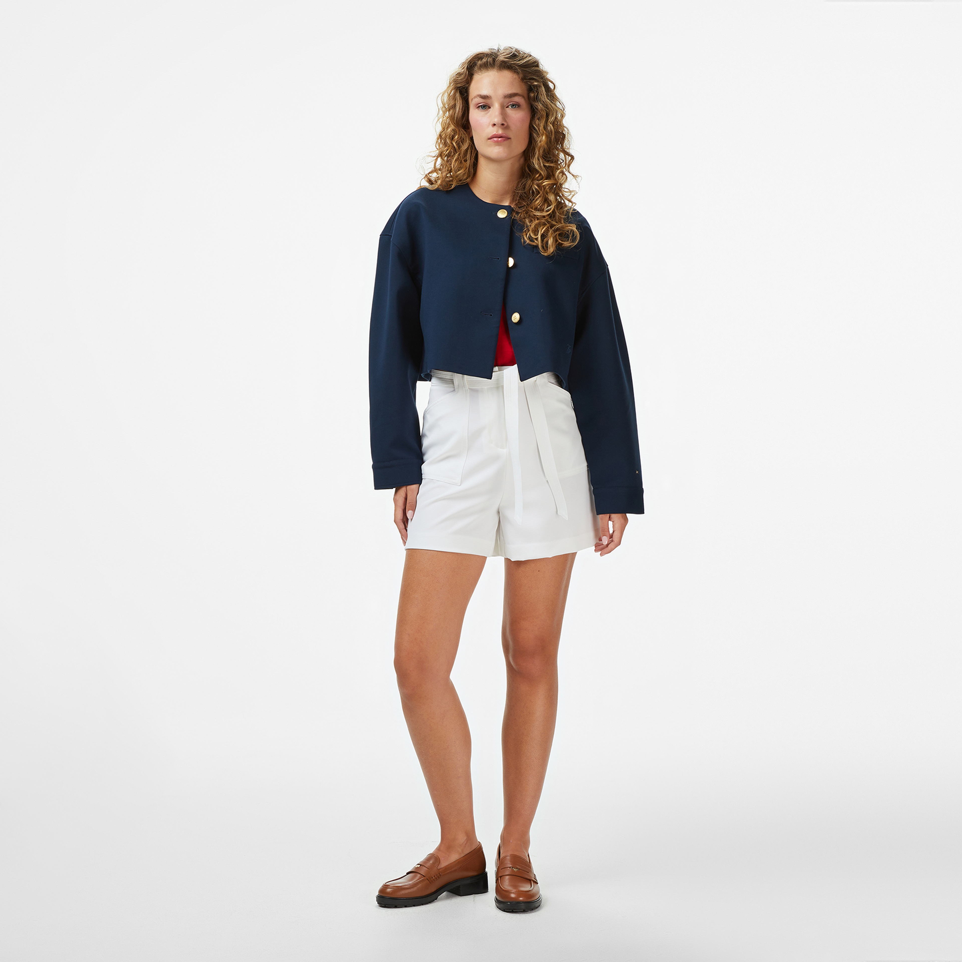 Tommy Hilfiger Punto Crop Lady Kadın Mavi Blazer Ceket