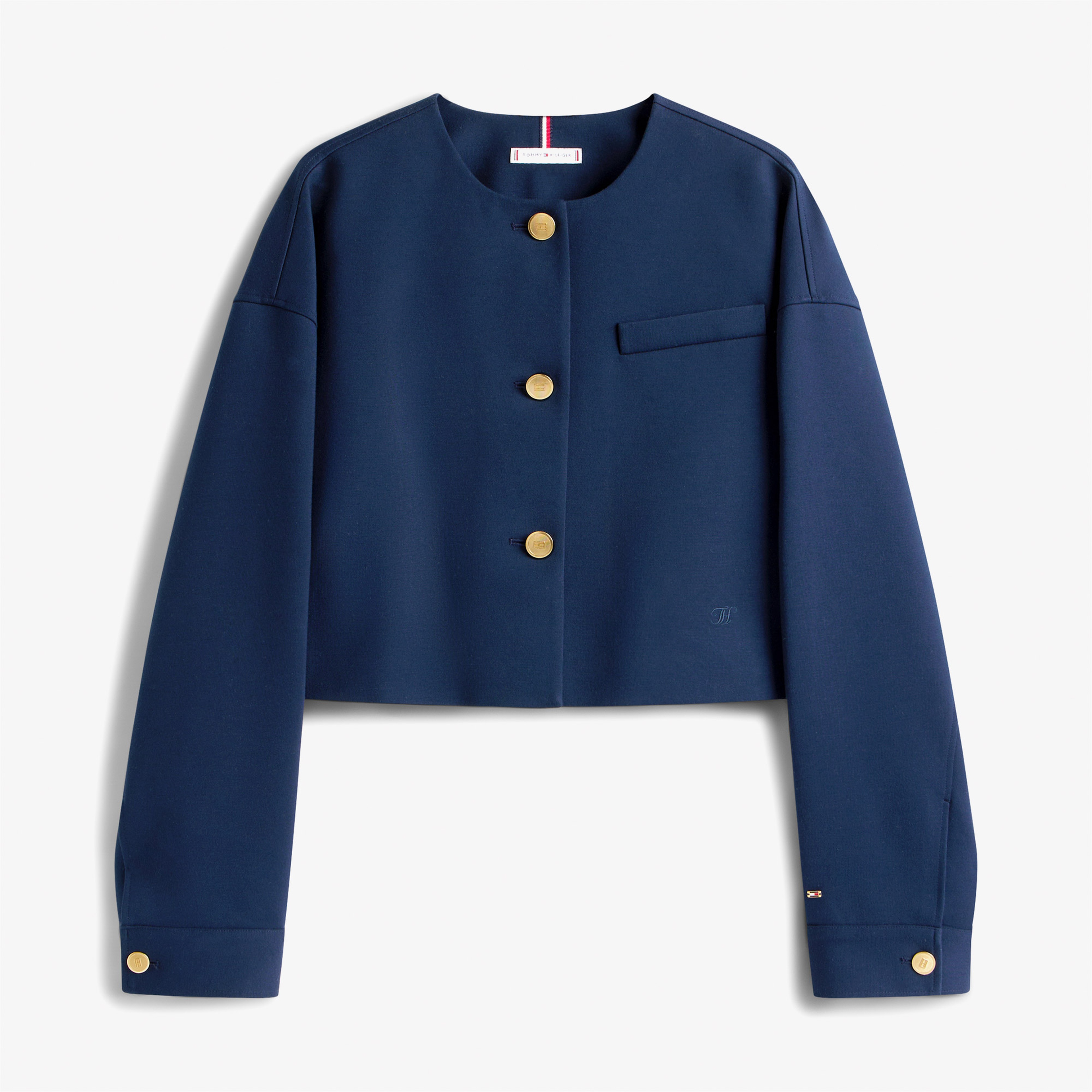 Tommy Hilfiger Punto Crop Lady Kadın Mavi Blazer Ceket