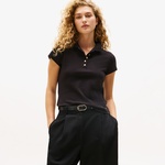 Tommy Hilfiger Gold Button Slim Kadın Siyah Polo
