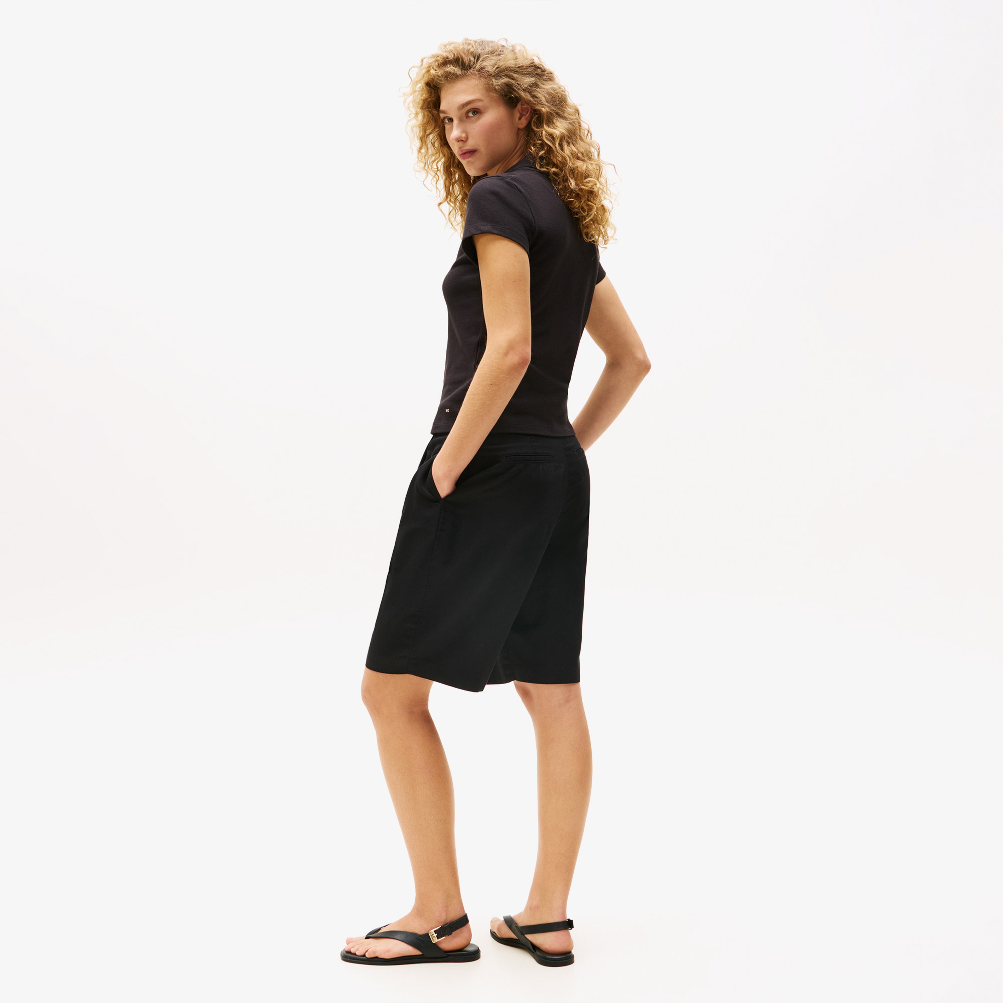 Tommy Hilfiger Gold Button Slim Kadın Siyah Polo