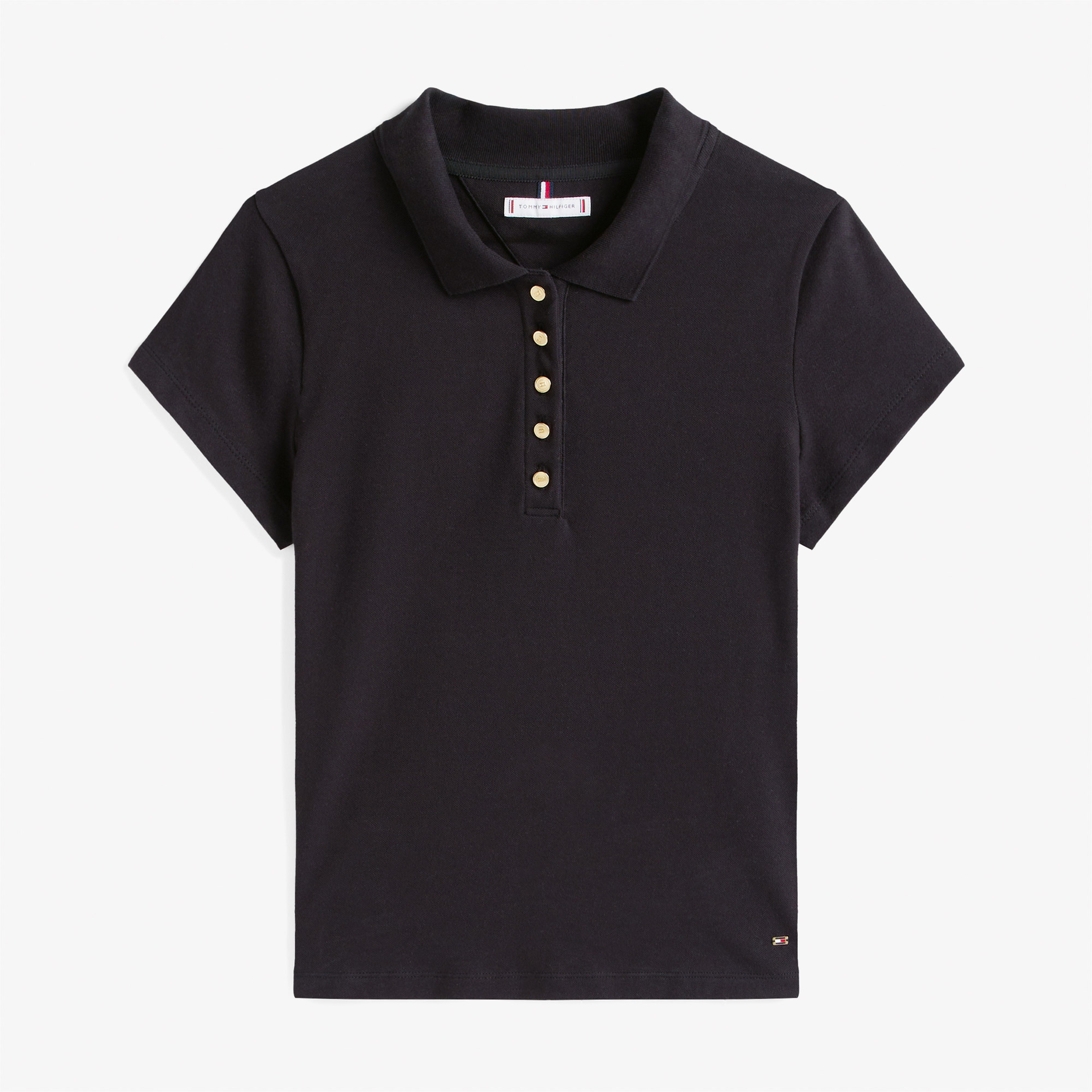 Tommy Hilfiger Gold Button Slim Kadın Siyah Polo