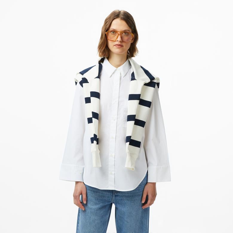 Tommy Hilfiger Essentials Poplin New Easy Kadın Beyaz Gömlek