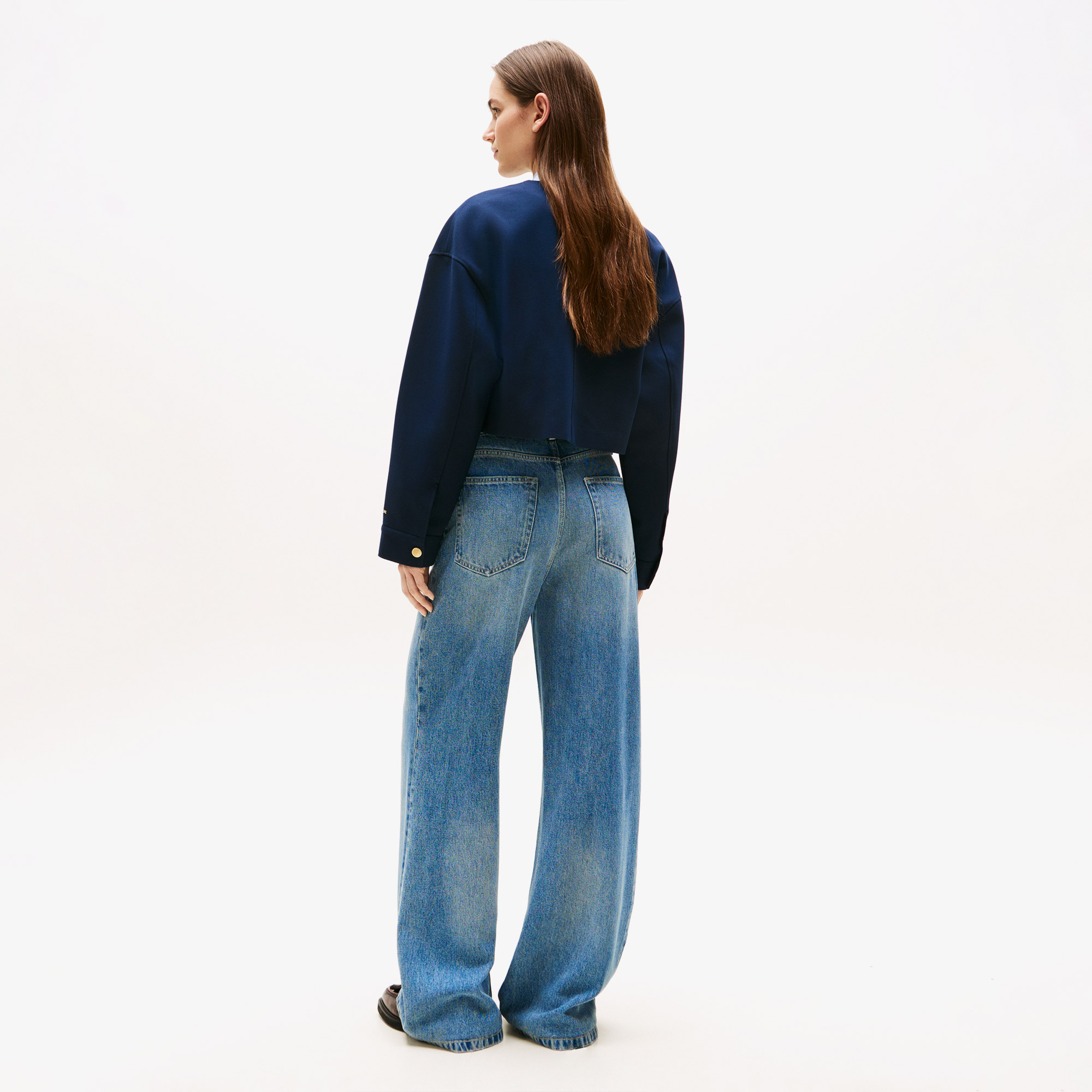 Tommy Hilfiger Punto Crop Lady Kadın Mavi Blazer Ceket