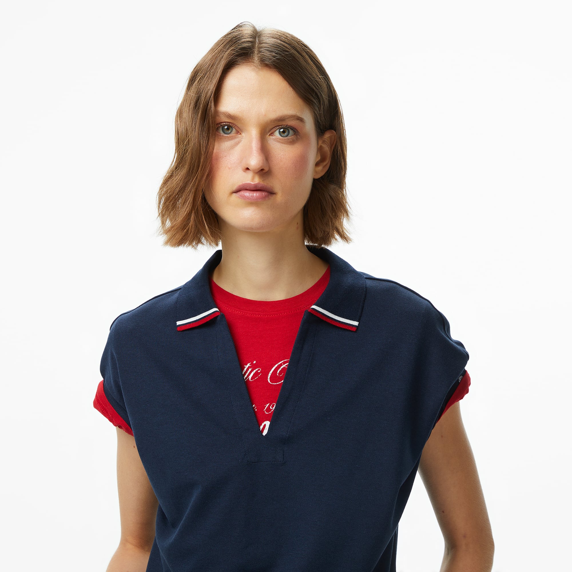 Tommy Hilfiger Lyocell Tipping Open Kadın Mavi Polo